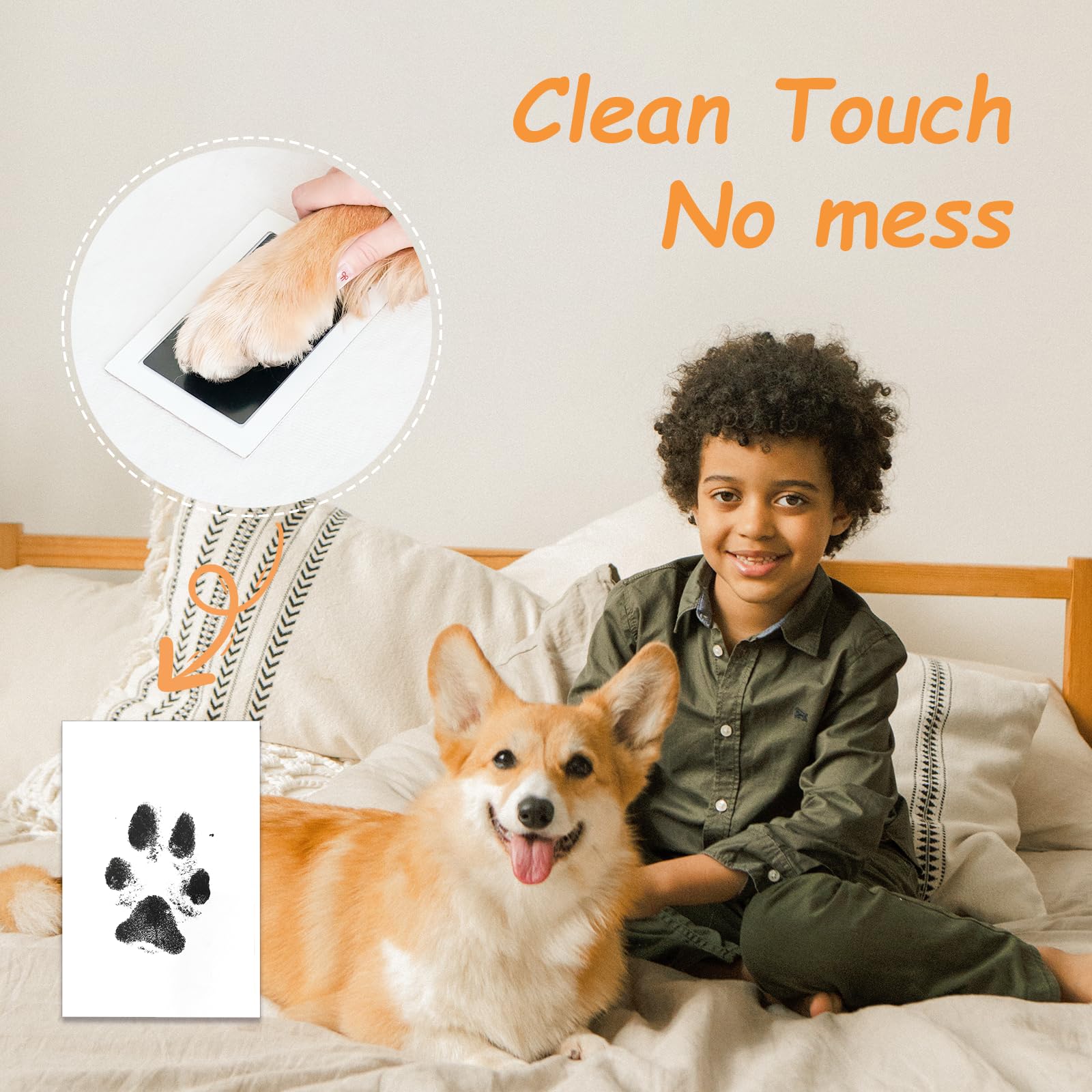 Deerzone Inkless Paw Print Kit,Dog Paw Print Kit,Dog Nose Print Kit,Clean Touch Ink Pads And Imprint Cards,Pet Paw Print Impress