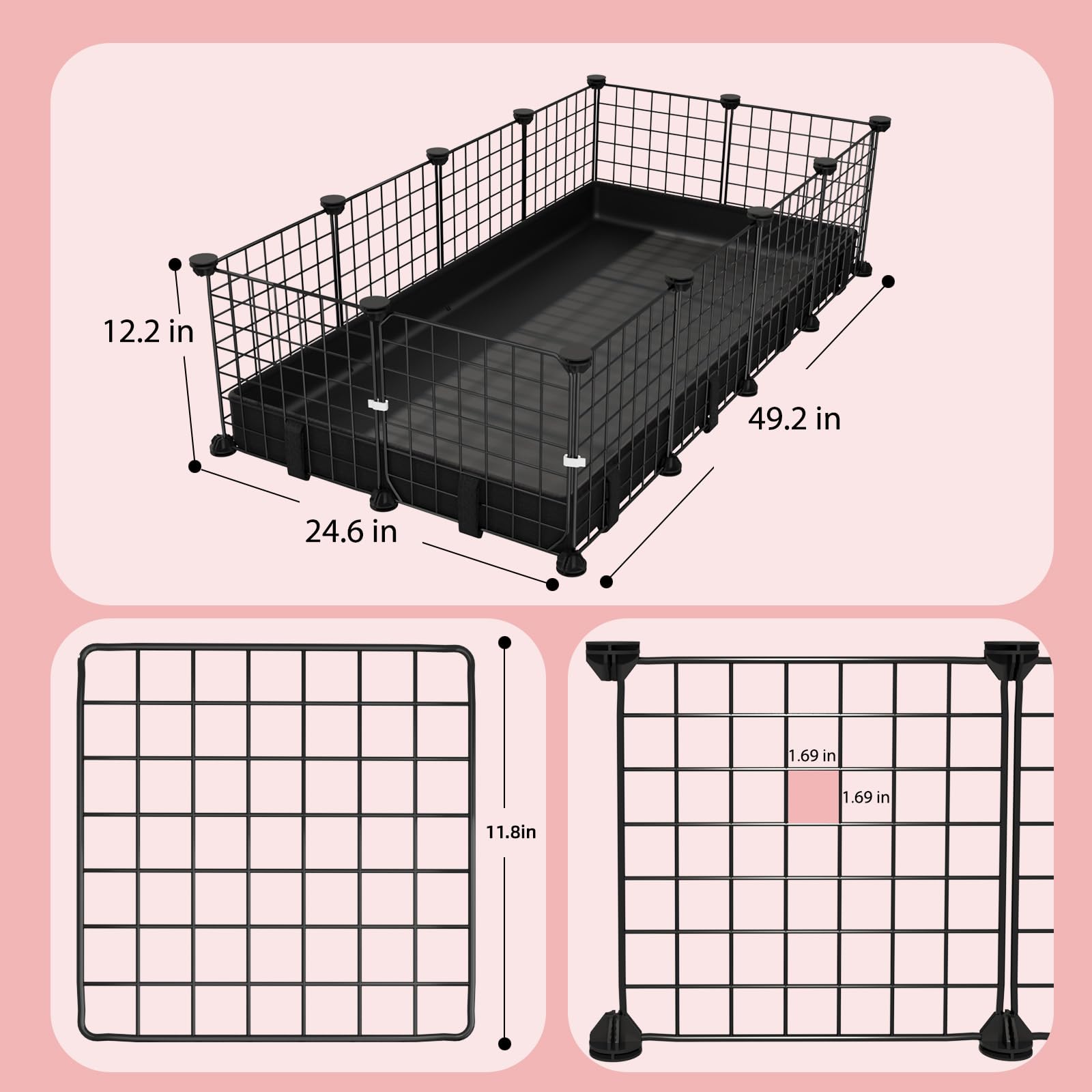 Small Animal Playpen With Waterproof Mat,Guinea Pig Cages,C&C Cage For Hamster,Rabbit,Bunny,Hedgehog,Chinchilla,Ferret,Indoor Ou