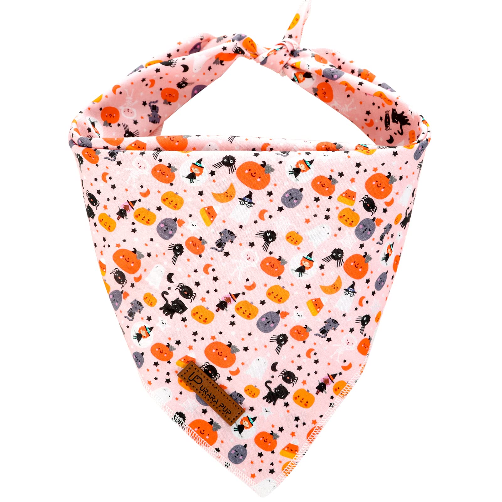 Up Urara Pup Halloween Dog Bandana, Halloween Pet Bandana With Cute Cat Pattern, Pink Puppy Bandana For Girl Boy Dogs Or Cats, Adjustable Pet Triangle Bid Scarf Kerchief For Small Medium Dog