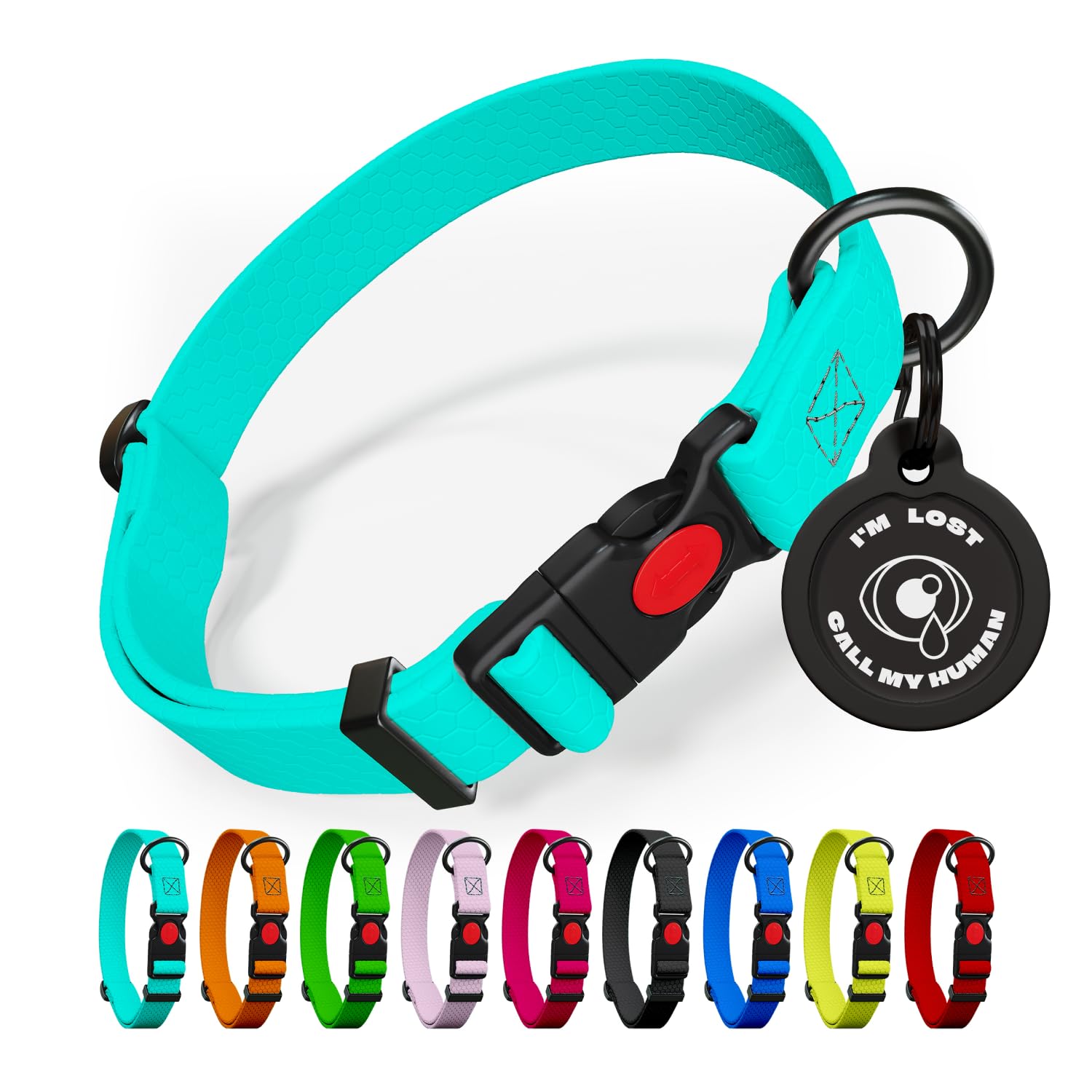 Nexapaw Adjustable Dog Collar With Qr Code Dog Tag Id Attached - Made In Usa - Honeycomb Waterproof Heavy Duty Dog Collar With S