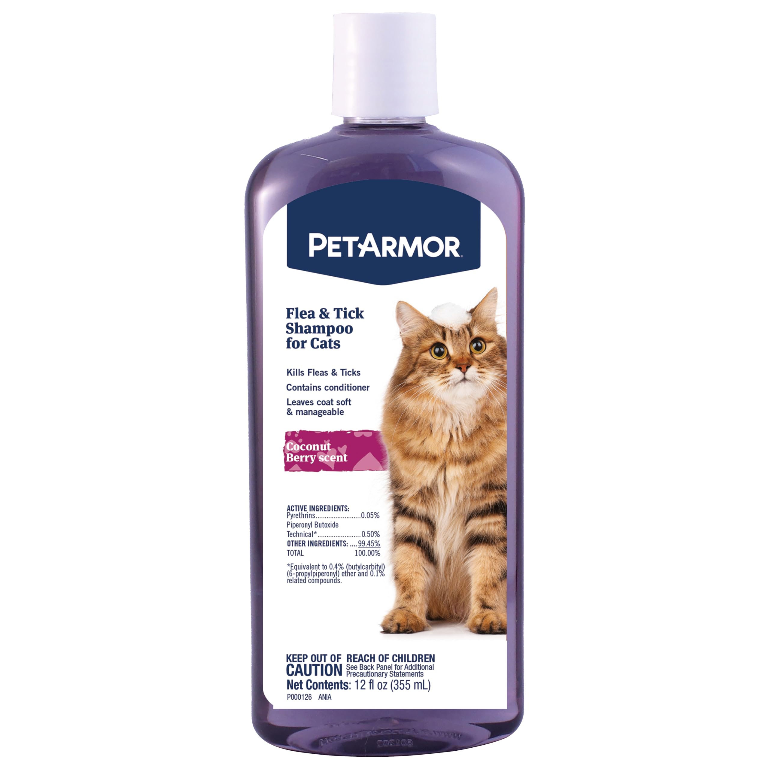 PetArmor Flea and Tick Shampoo for Cats, Coconut Berry Scented Flea Shampoo and Conditioner for Cats, Flea Treatment Kills Fleas