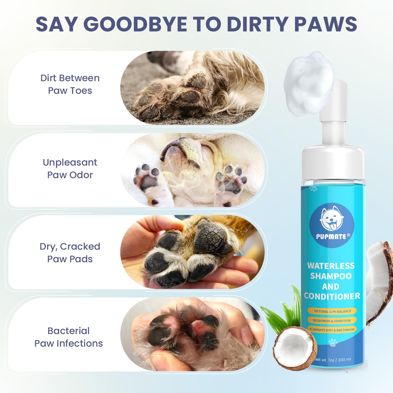 Dog Paw Care Kit | No-Rinse Paw Cleaner & Soothing Paw Balm | Gentle And Safe | Removes Tangles & Knots With Dog Grooming Comb |