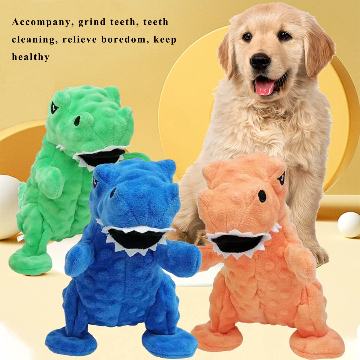 Lwbmg Squeaky Dog Toys Stuffed Dog Toys Cute Dinosaur Plush Dog Toy With Crinkle Paper Durable Dog Chew Toys For Small Medium An