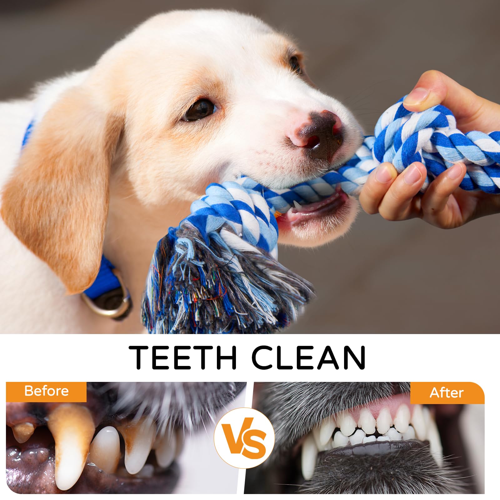 Tlazz 2 Pack Dog Rope Toys For Medium Large Breed, Nearly Indestructible Dog Chew Toys For Aggressive Chewers, Teeth Cleaning Ch