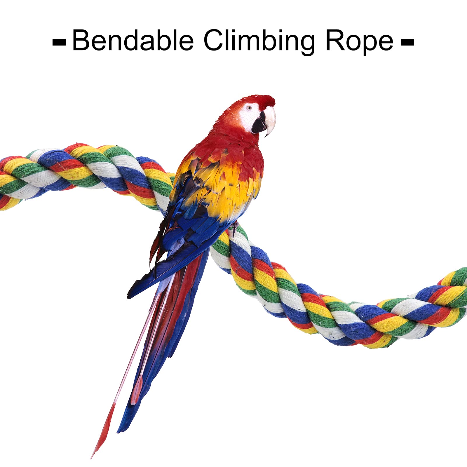Wishlotus Bird Perches, Parrot Colorful Climbing Rope Swing Toys Parrot Stand With Bell And Hanging Clip For Parrots, Budgies, Macaws, Parakeets, And Other Small Birds. (100Cm)