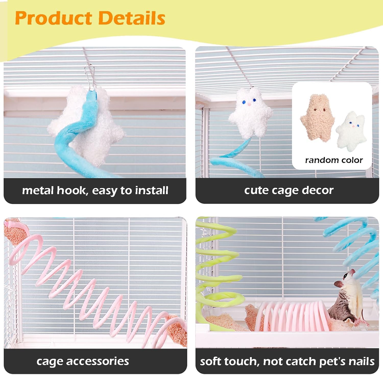 Jevnd Sugar Glider Toys, Elastic Sugar Glider Climbing Ropes, Hanging Sugar Cage Accessories, Rat Enrichment Climbing Toys, Soft