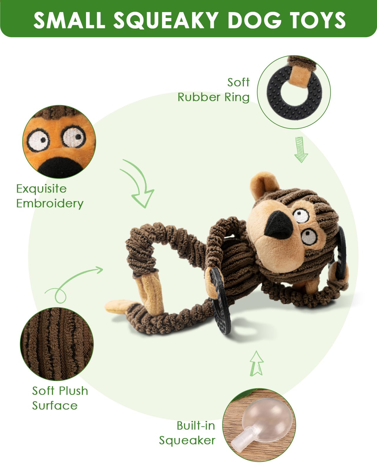 HGB Squeaky Dog Toys, Plush Dog Chew Toys for Puppy Teething, Pet Training and Entertaining, Cute Interactive Dog Toys for Small