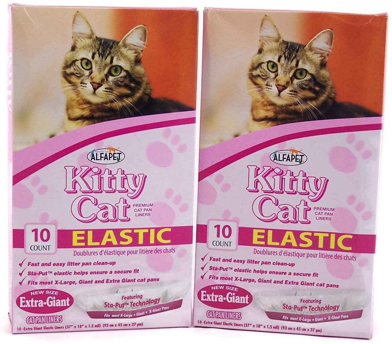 Kitty Cat Alfapet Extra-Giant Elastic Sta-Put Litter Box Liners 10 Count (Pack Of 2)