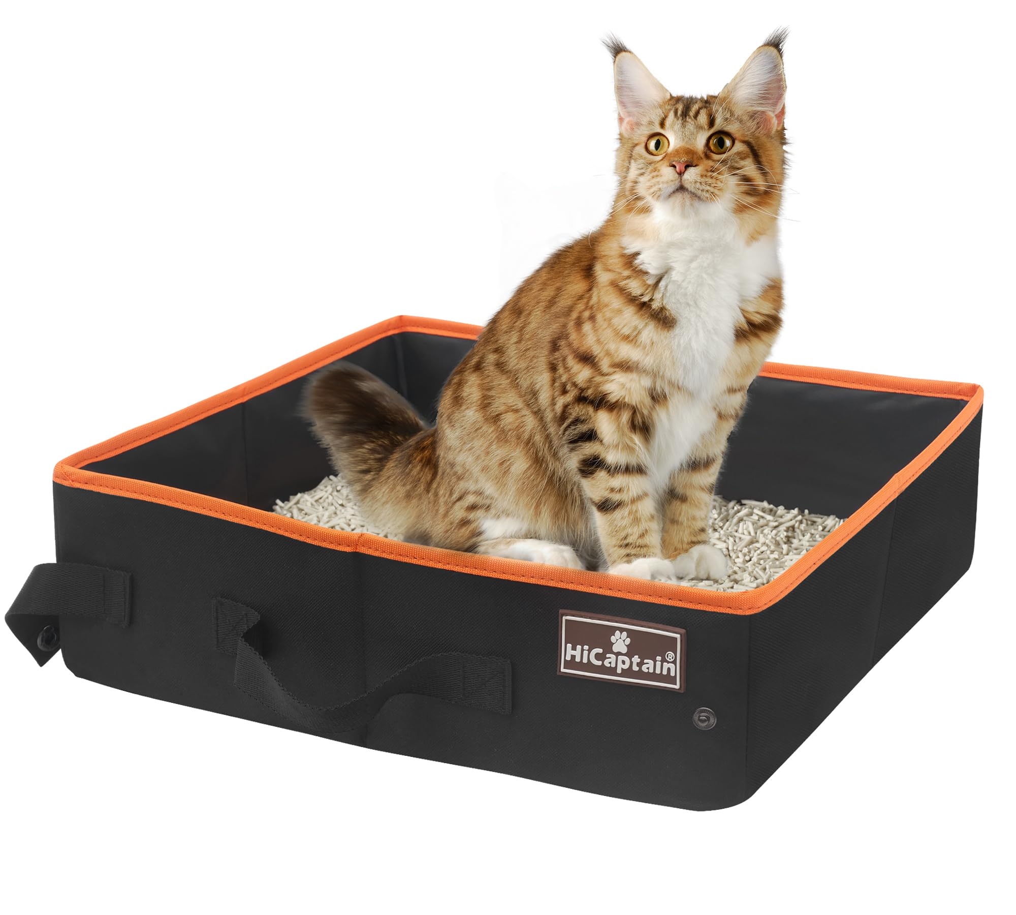 HiCaptain Portable Cat Travel Litter Box, Collapsible Cat Litter Carrier Tray, Waterproof Litter Box for Outdoor Fit Medium Cats