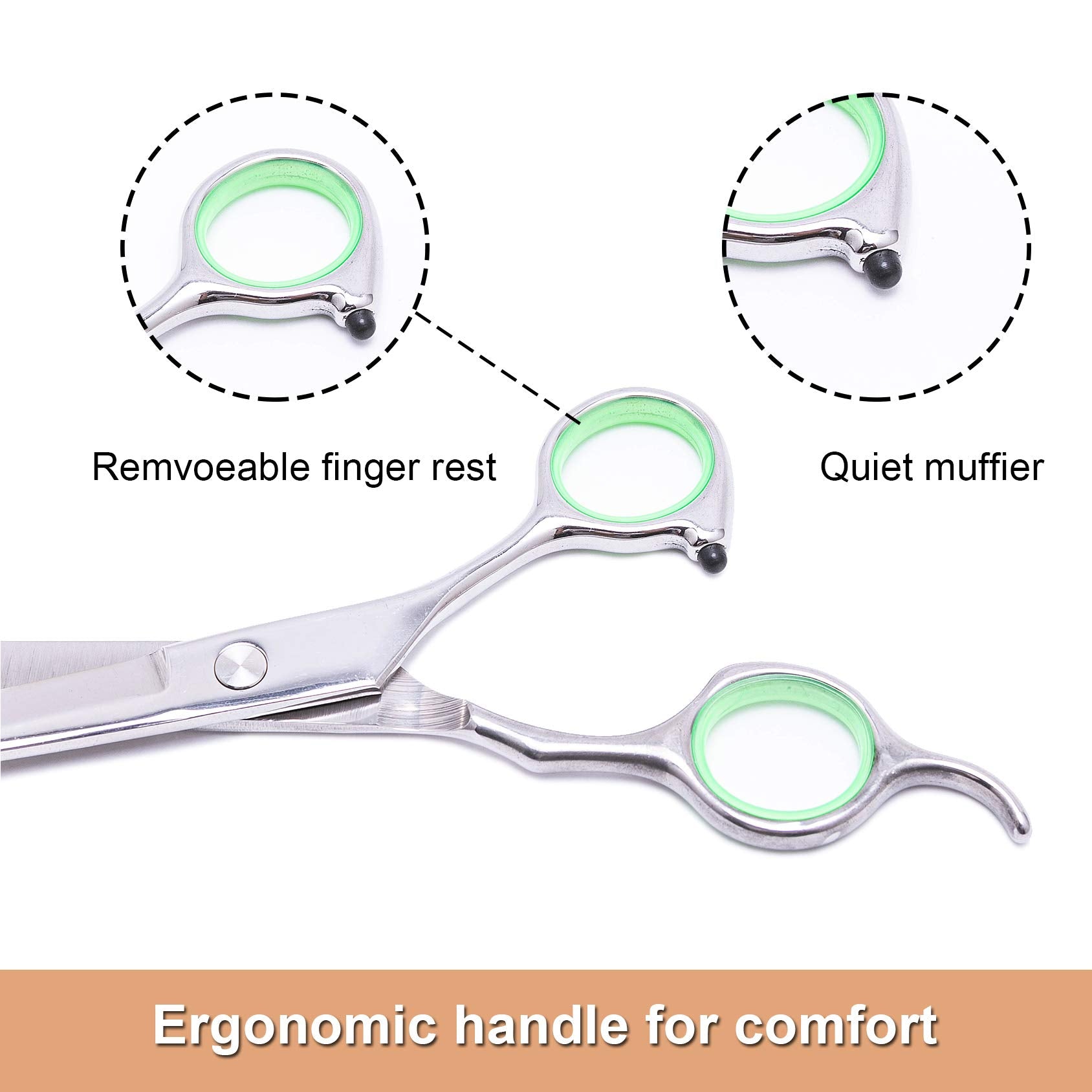 Lovinpet Pet Grooming Scissors Professional Dog Cat Grooming Shears With Round Blunt Tip Stainless Steel, Dog Curved Scissors For Grooming Cats Dogs Grooming Tools
