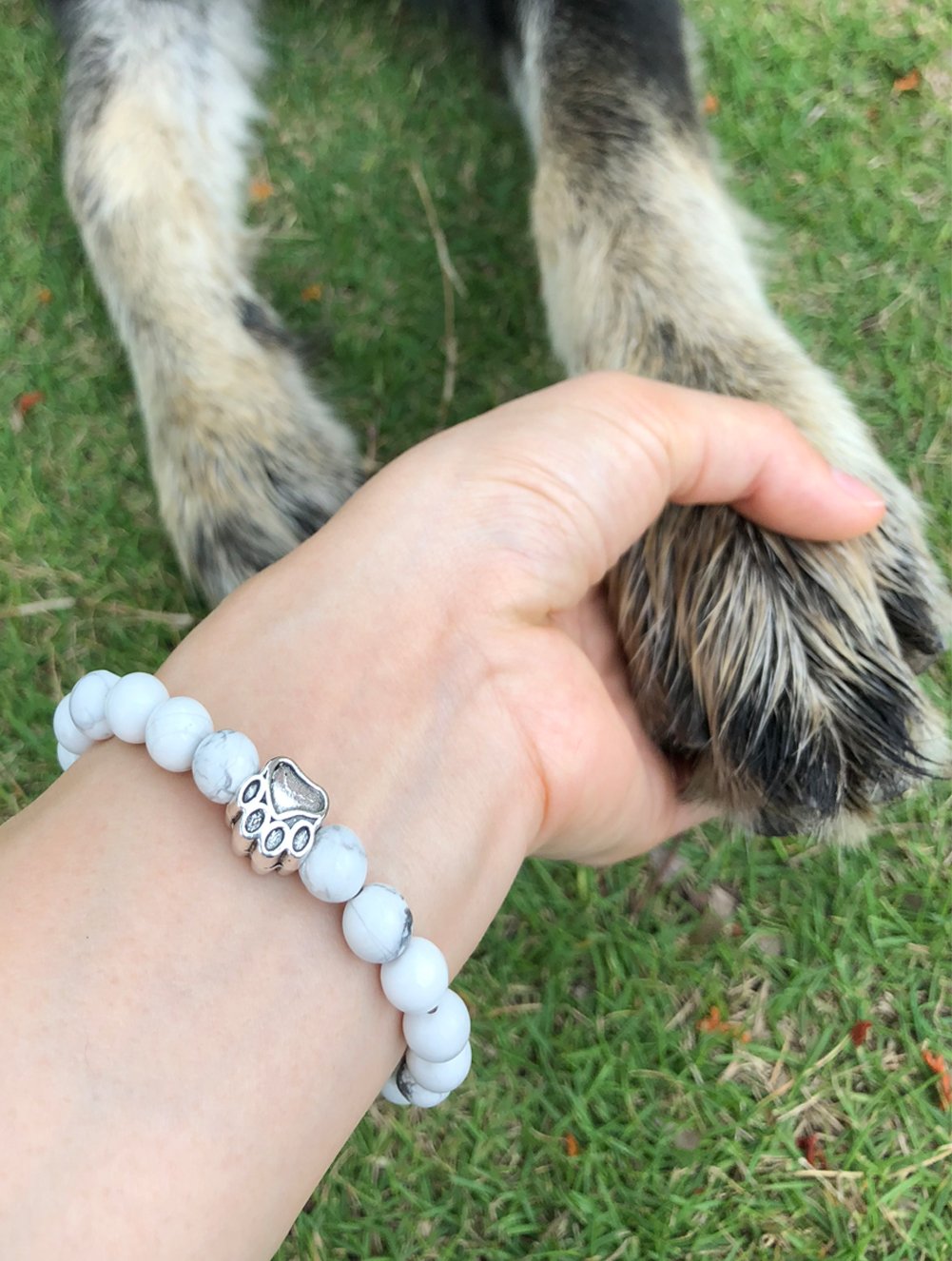 RedSum Pet Memorial Bracelet - 8 Inch White Turquoise Jewelry with Rainbow Bridge Card for Dog Cat Loss Gifts