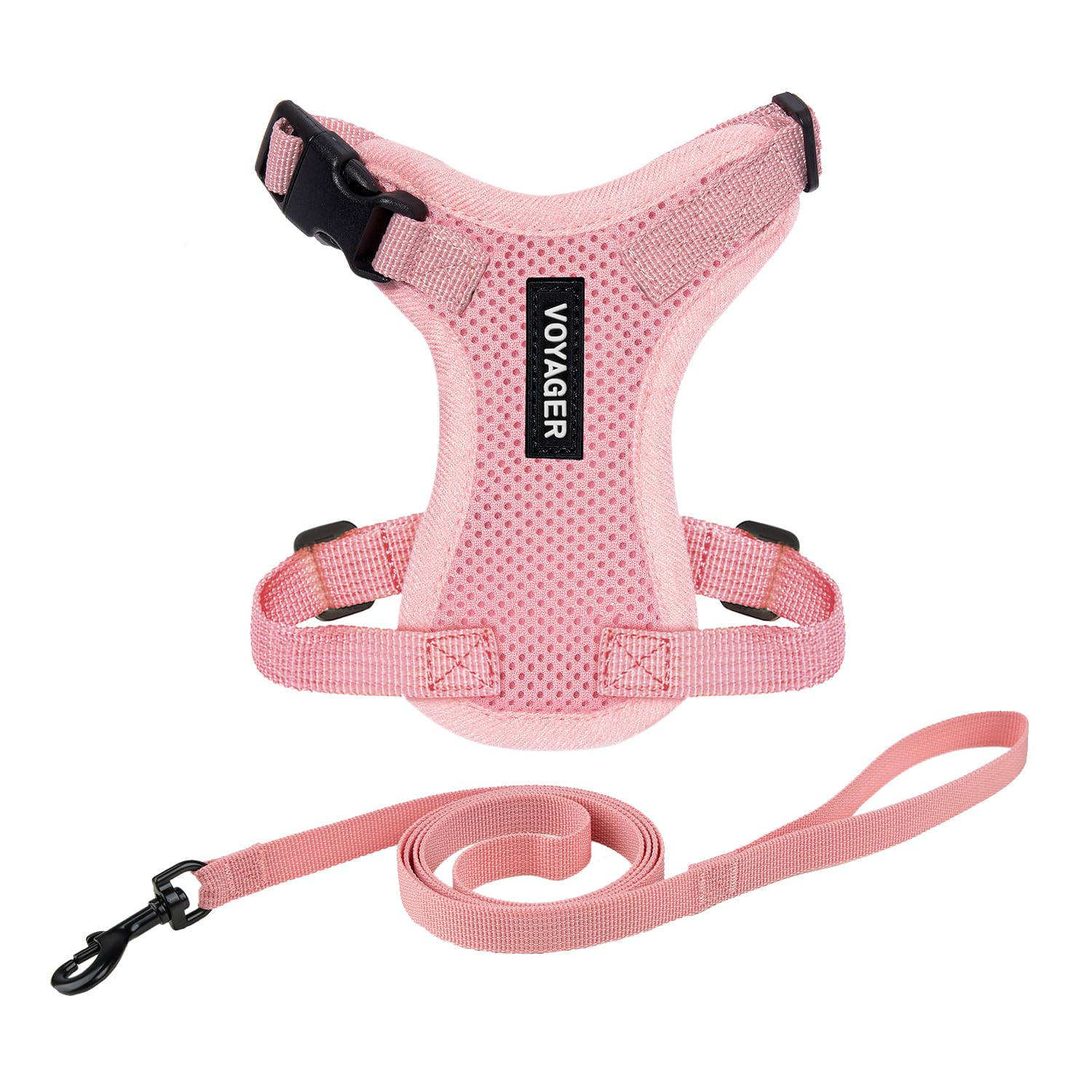Voyager Step-In Lock Adjustable Cat Harness W. Cat Leash Combo Set With Neoprene Handle 5Ft - Supports Small, Medium And Large Breed Cats By Best Pet Supplies - Pink, Xxxs