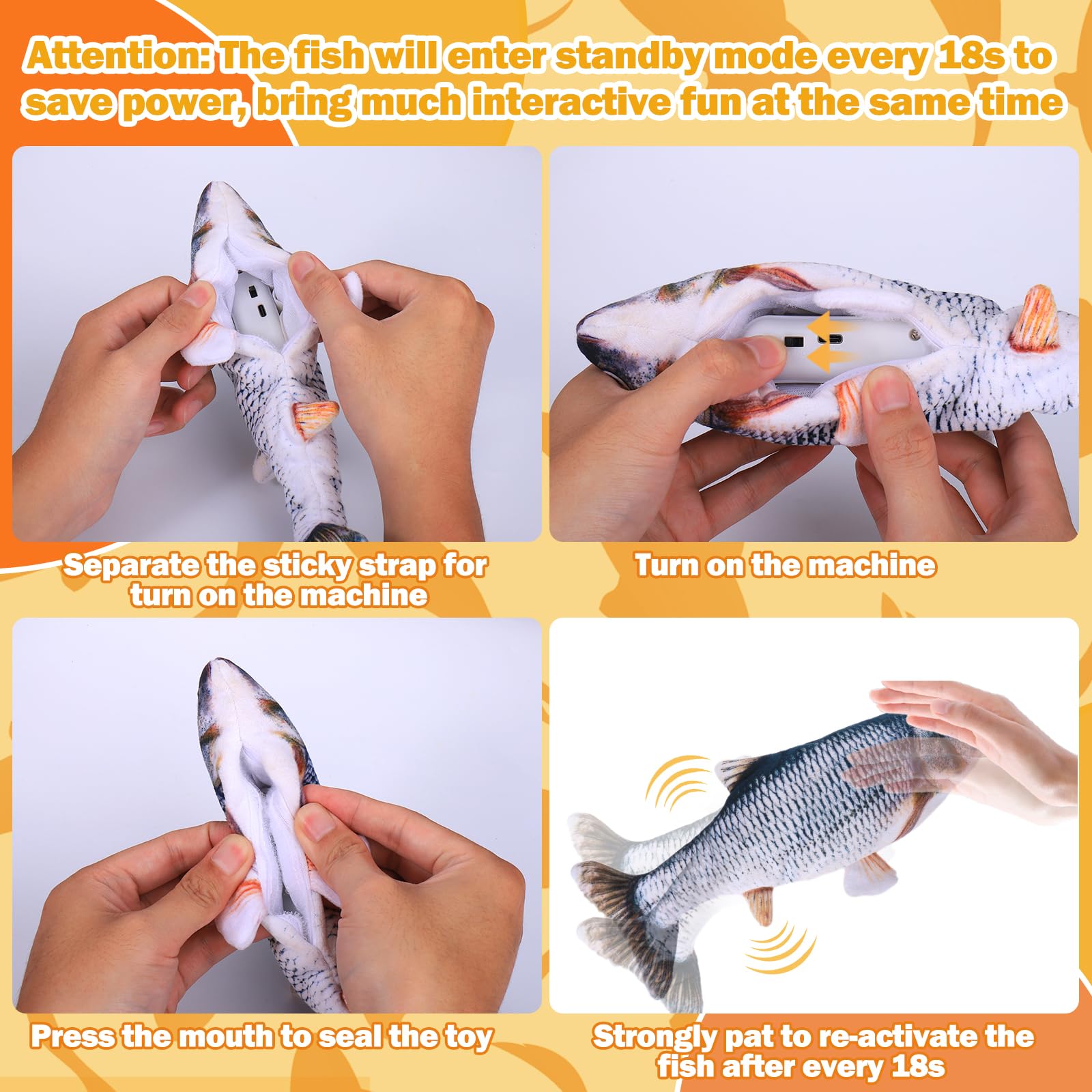 Interactive Dog Toys - Upgrade Flopping Fish Dog Toy To Keep Them Busy, Touch Activated Moving Dog Toys For Small / Medium / Lar