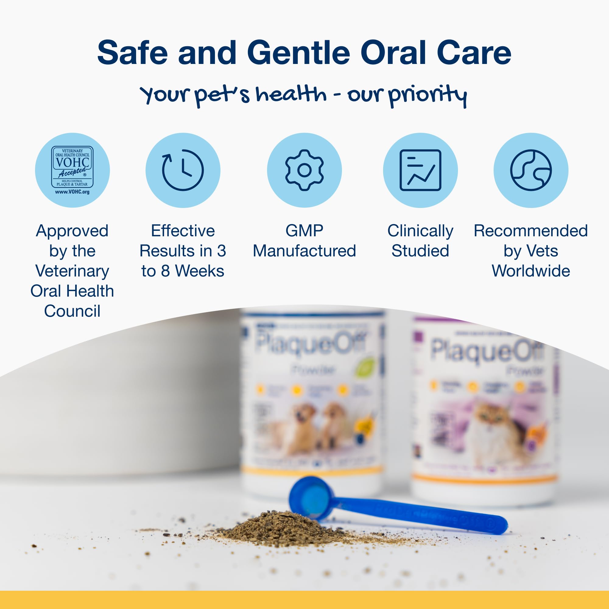 ProDen PlaqueOff Powder for Pets - Cat & Dog Breath Freshener - Plaque & Tartar Remover for Pet Oral Care - 180g