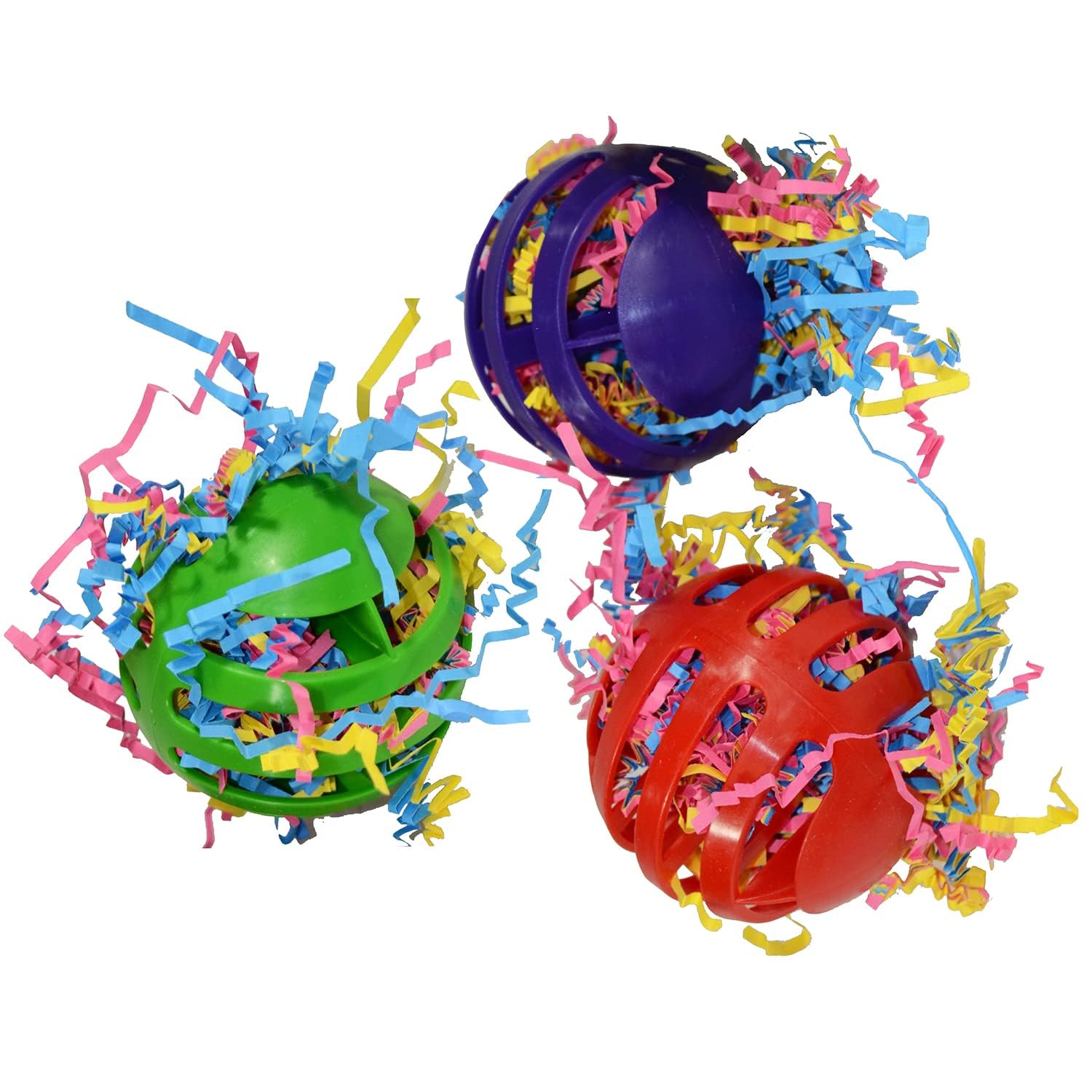 Super Bird Creations Sb760 Waffle Ball Stuffers Toy, Colorful Bird Toys With Crinkle Shred, Satisfies Pulling & Preening, Reliev