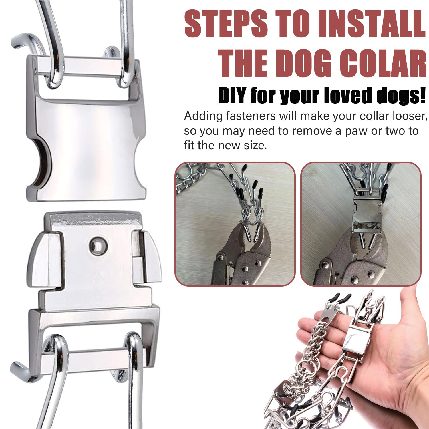 Lonlyeagle Dog Collar Buckle, Fastener Stainless Steel Buckle For Prong Dog Training Collar & Quick Release With Buckle For Medi