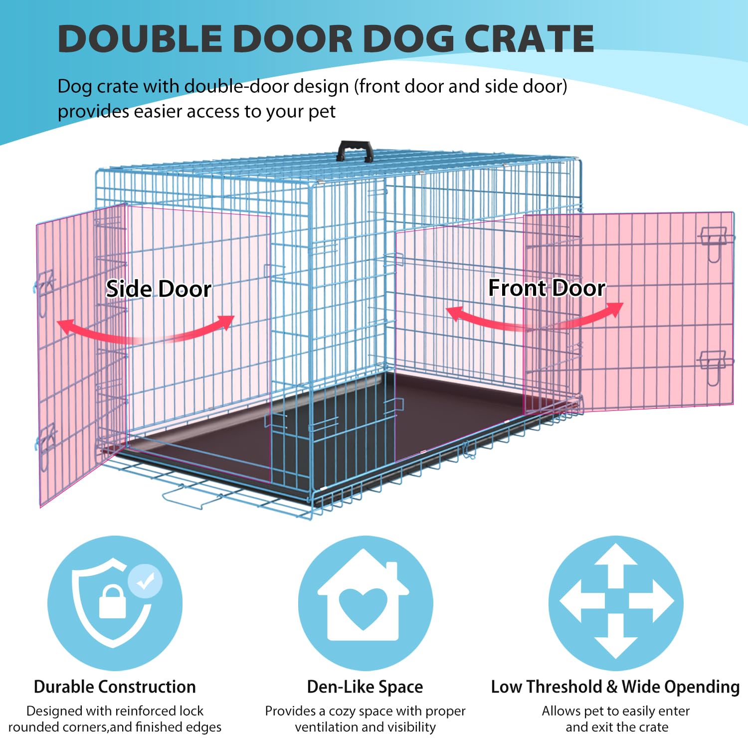 BestPet 36 Inch Dog Crates for Small Medium Dogs Folding Mental Wire Crates Dog Kennels Outdoor and Indoor Pet Dog Cage Crate wi