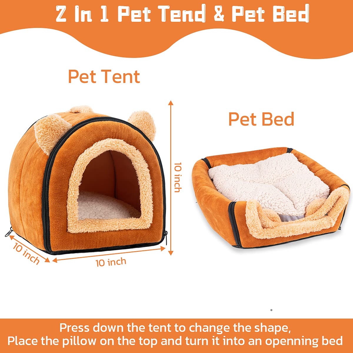 Pet Soft Guinea Pig Bed Rabbit Bed Cozy Guinea Pig Hideout House Bunny Hideout For Rabbits Hamster Bunny Rats Chinchilla Cave Bed Small Animal Bed (Brown)