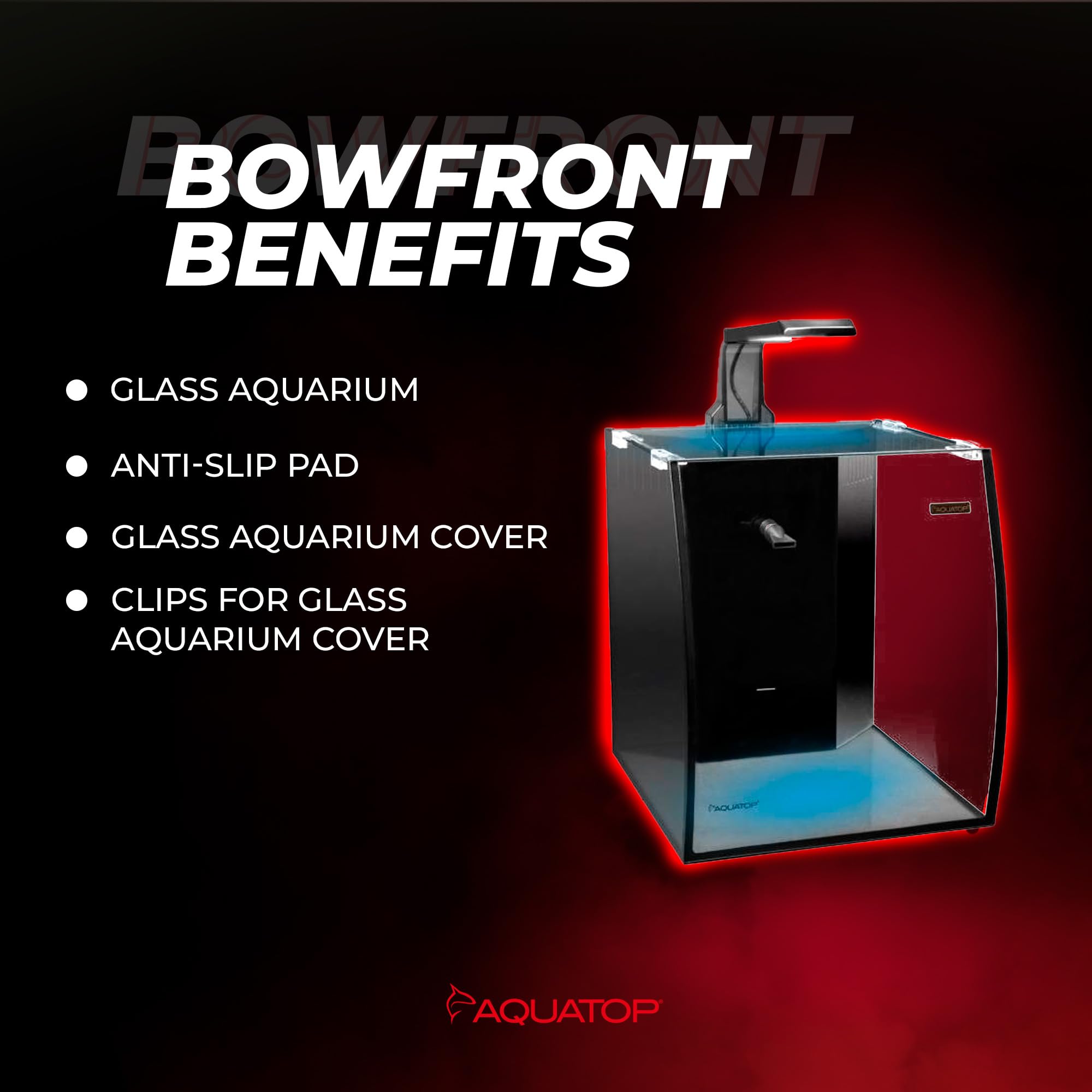 Aquatop 21.6 Gallon Bow Front Glass Aquarium Kit With Filter & Led Light - Complete Desktop Fish Tank For Freshwater & Saltwater