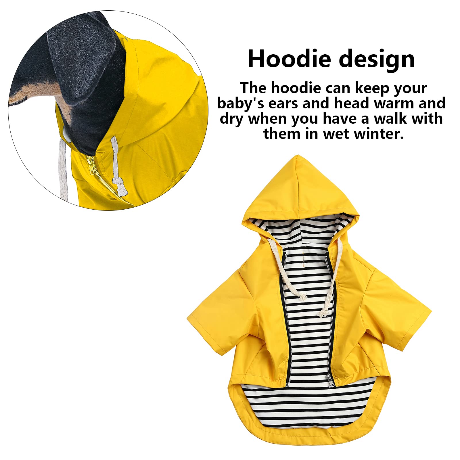Dog Raincoat Waterproof Puppy Rain Jacket With Hood For Small Medium Dogs, Poncho With Reflective Strap, Storage Pocket And Harness Hole - Yellow - Xs