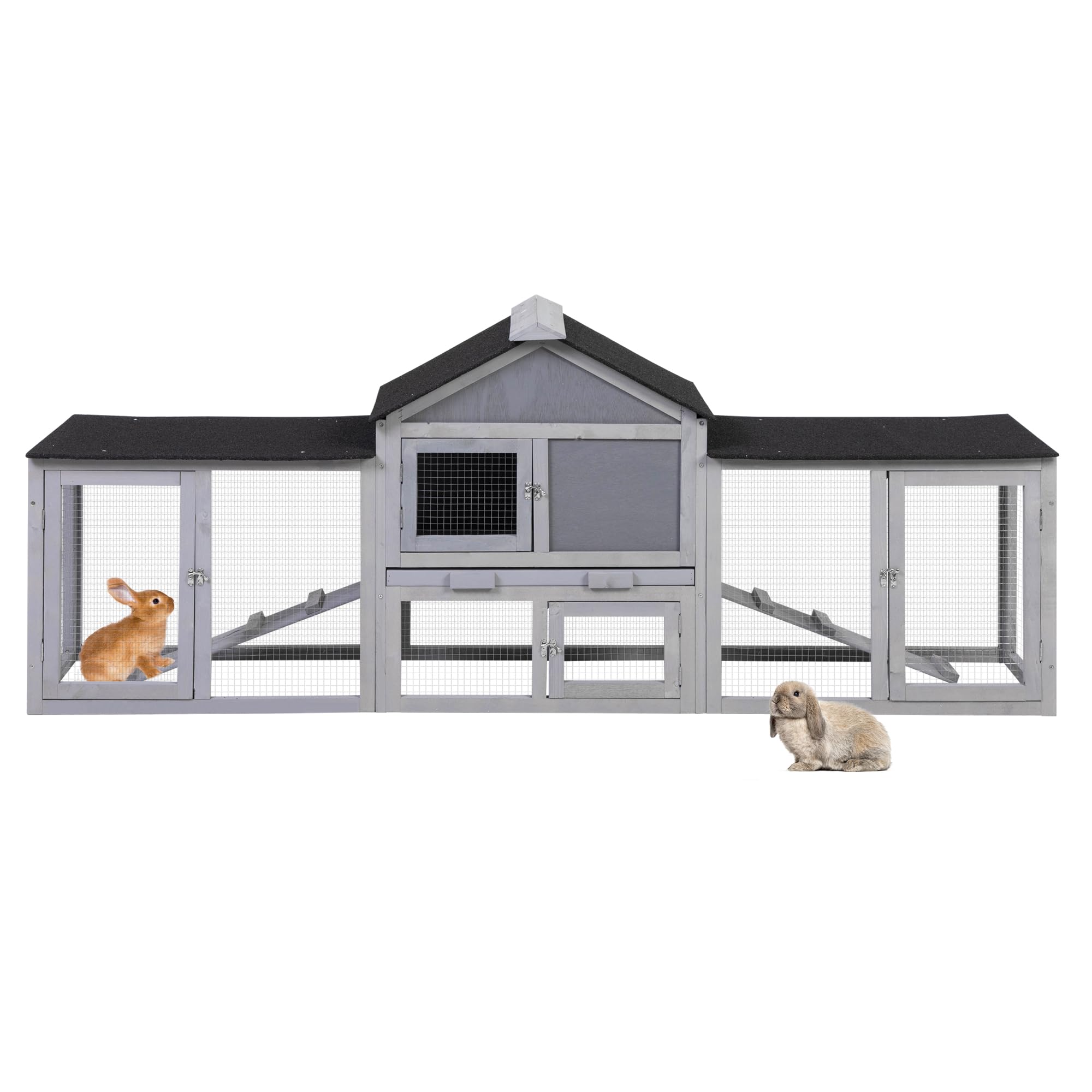82.5    Large Wooden Rabbit Hutch Outdoor Easy To Assemble Rabbit Cage And Durable Bunny Hutch Indoor With Cleaning Tray & Water
