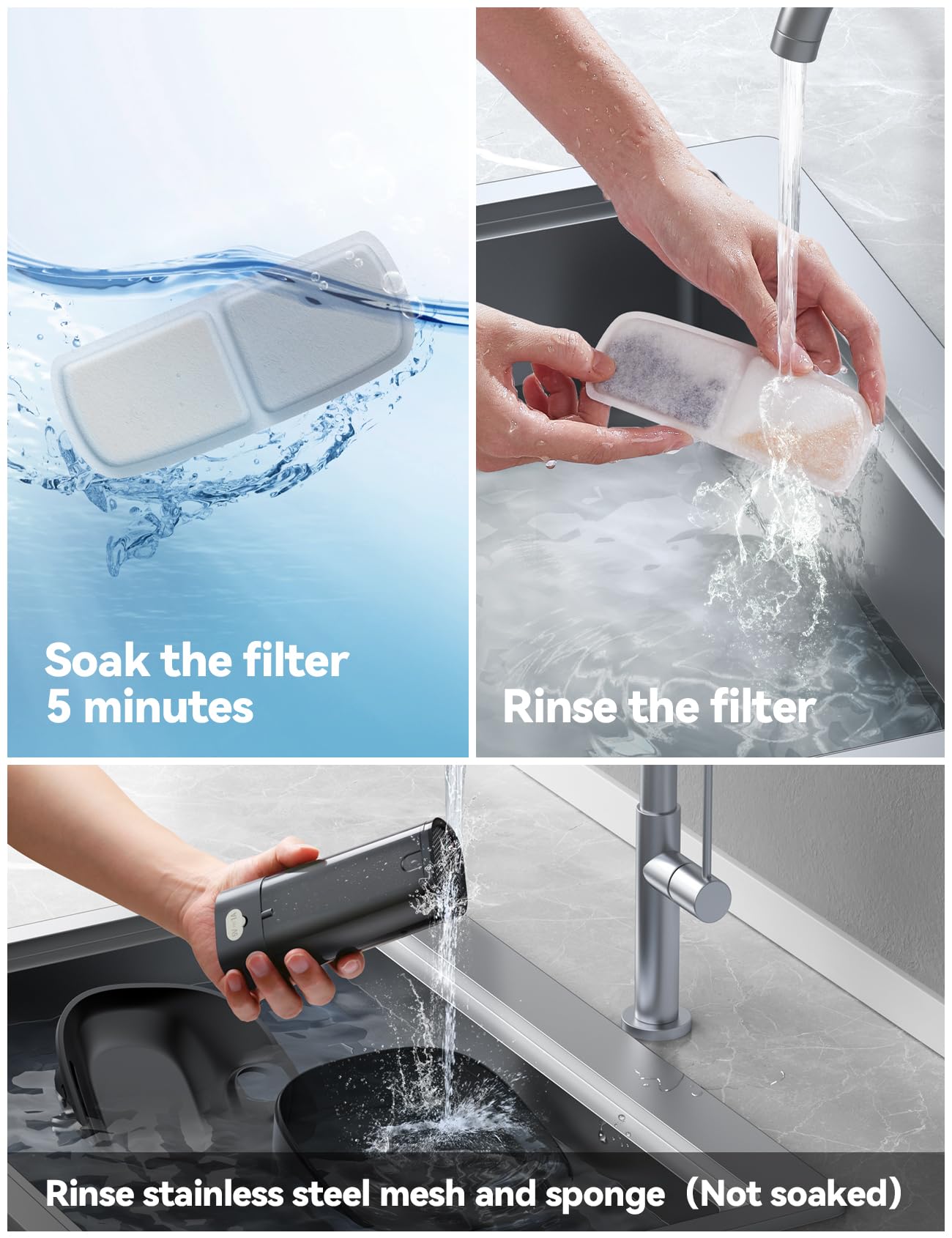 6 Pack Filter For Cat Water Fountain & 6 Pack Sponges Filter Replacement, Cat Drinking Fountain Filter For 135 Fl Oz/4L Cat Wate