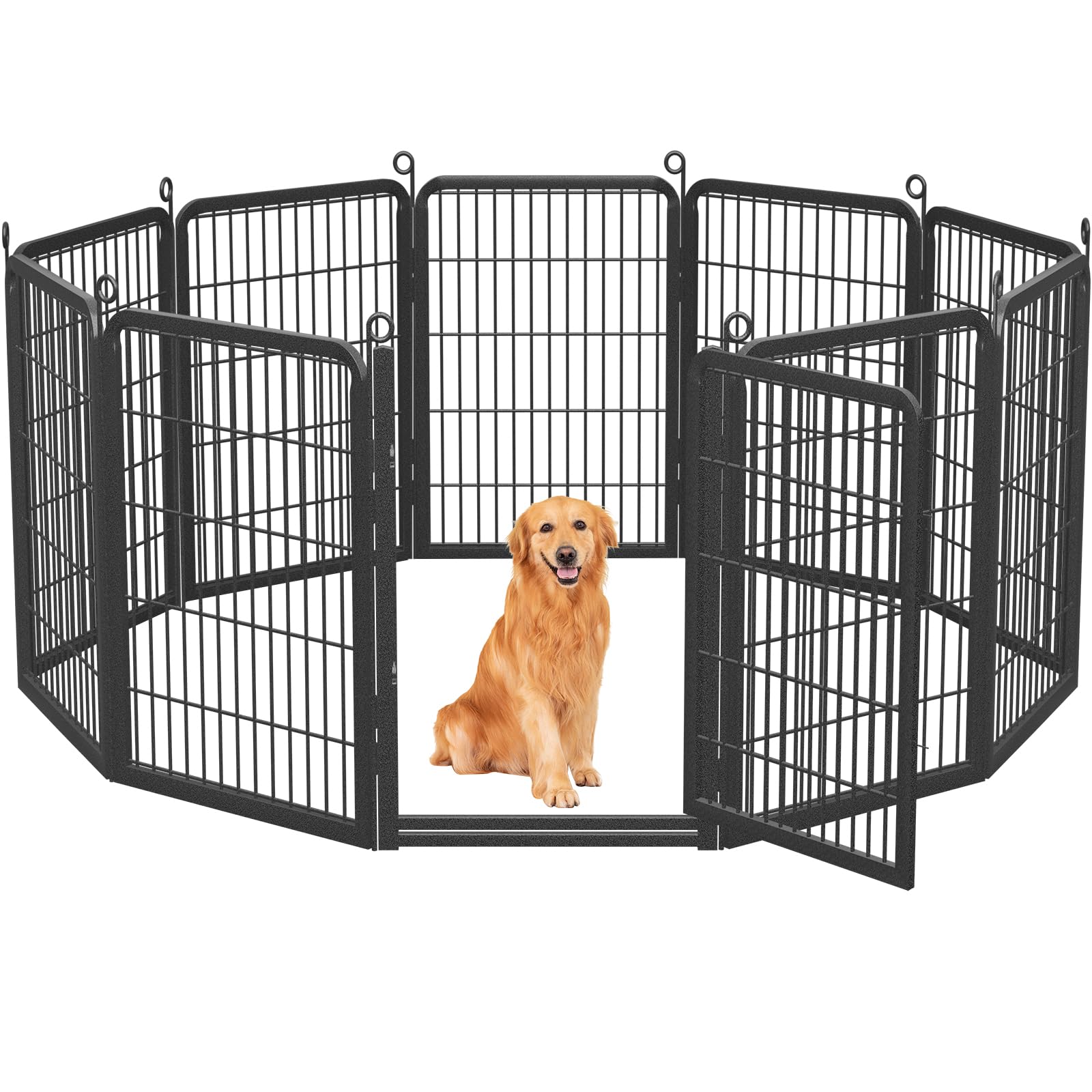 Jhsomdr Dog Playpen Outdoor With Low Threshold Full Gate, 40 Height 10 Panels Large Dog Pen Dog Fence Outdoor For Yard, Heavy 
