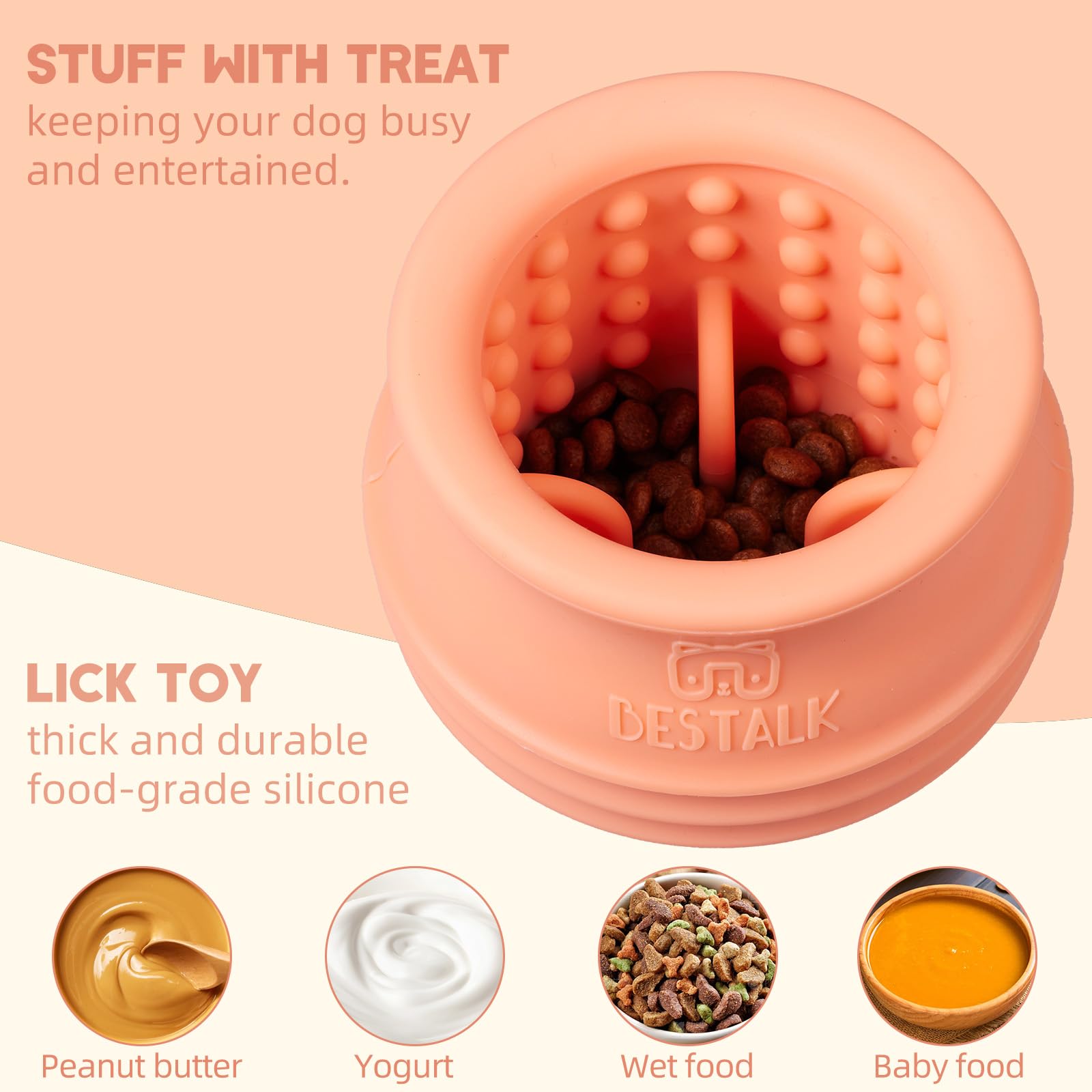 Dog Enrichment Treat Toy, Long-Lasting Wobbly Interactive Freeze Lick Toys for Dogs, Stuffable Puzzle Feeder Toy for Boredom, Si