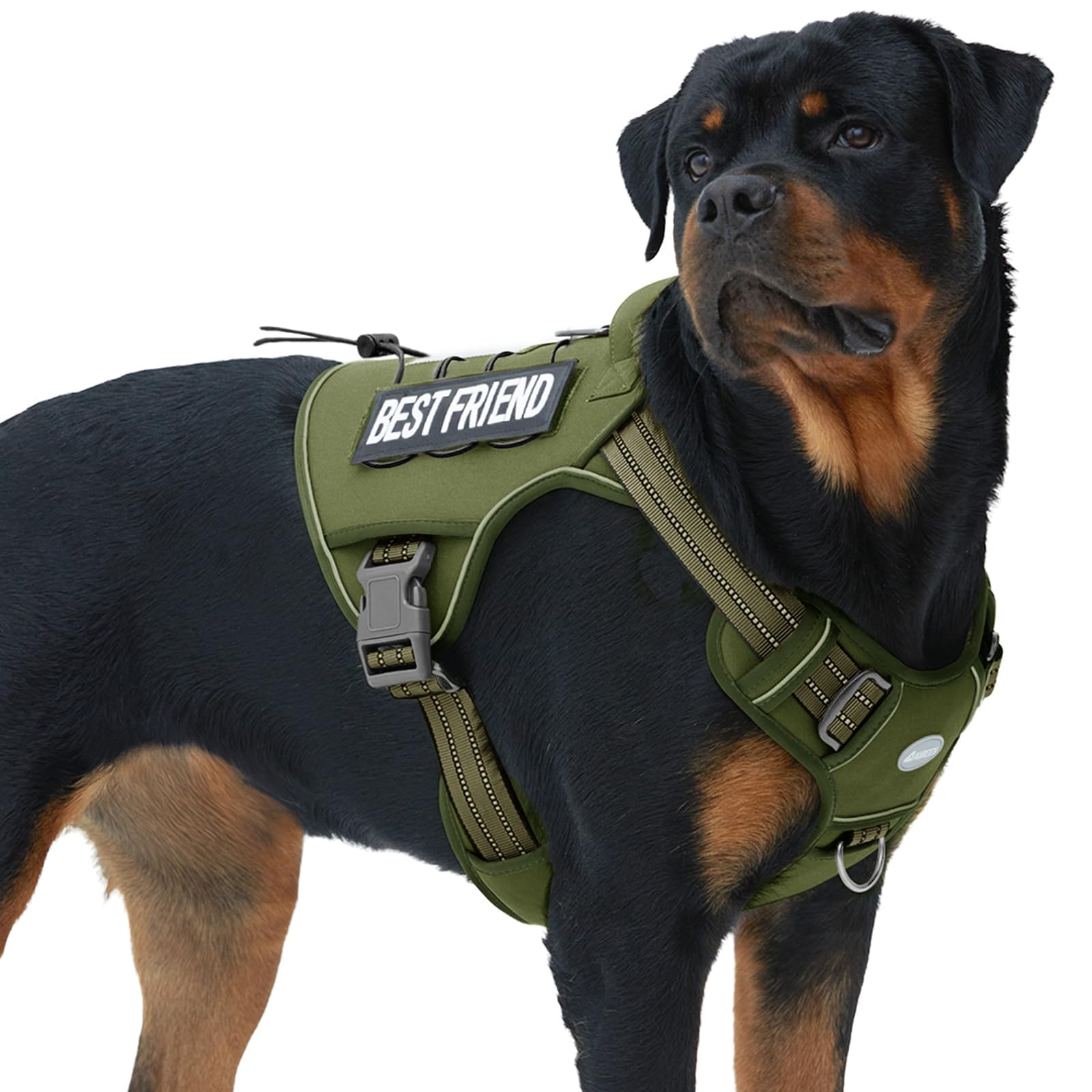 Auroth Tactical Dog Harness For Small Medium Large Dogs No Pull Adjustable Pet Harness Reflective K9 Working Training Easy Control Pet Vest Military Service Dog Harnesses Xl, Green