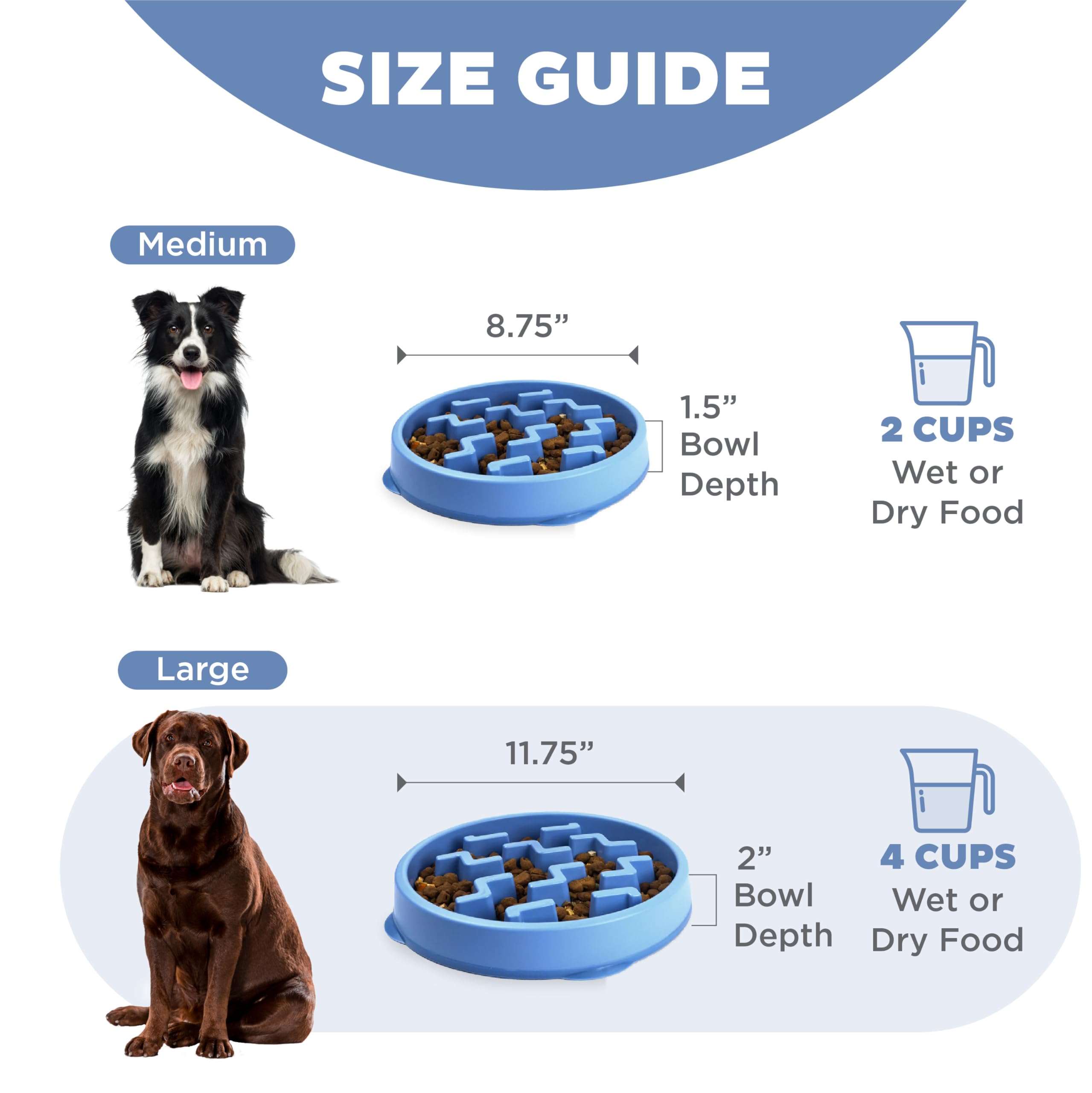 Outward Hound Fun Feeder Slo Bowl, Large Slow Feeder Dog Bowl, 4 Cups, Blue