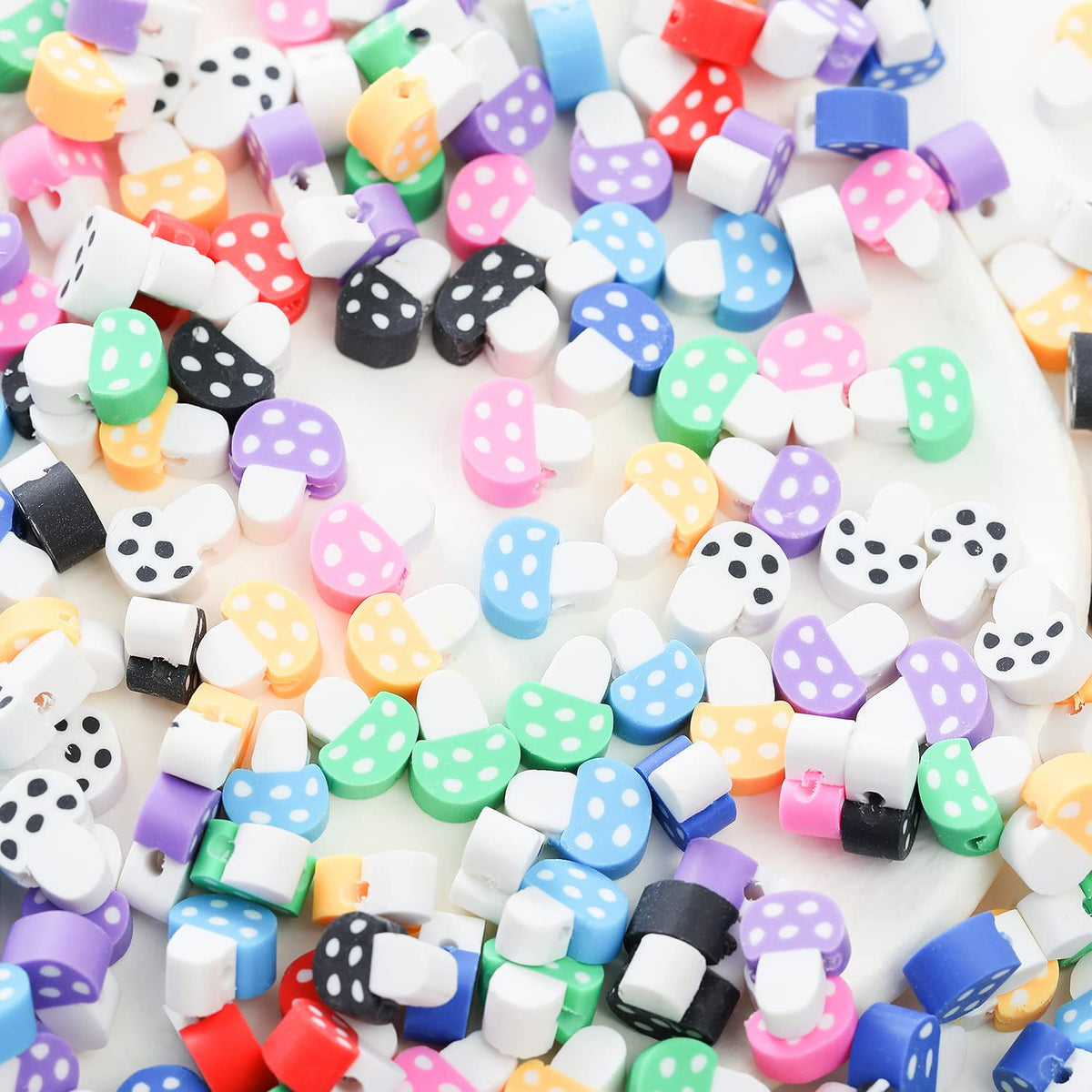 100Pcs Mixed Polymer Clay Spacer Beads For Women Girls Jewelry Making Diy Bracelet Necklace Hair Clip Accessories (Mushroom)