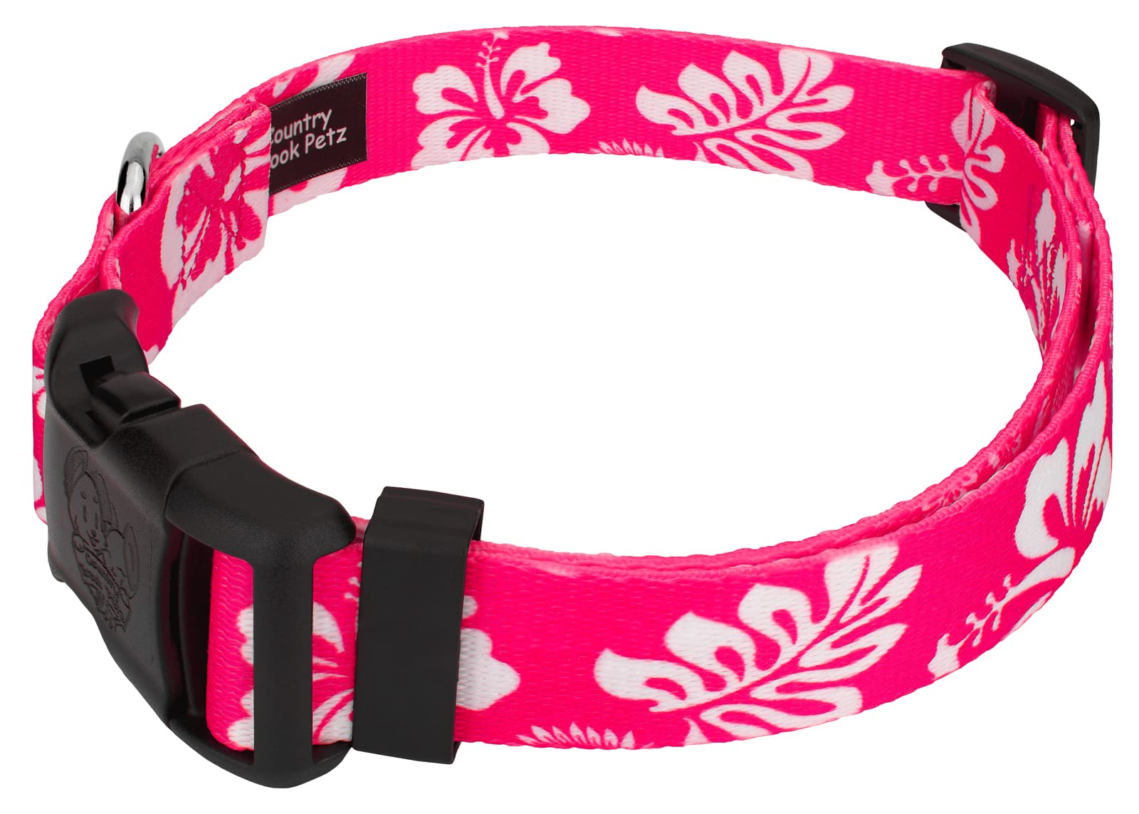 Country Brook Petz - Deluxe Pink Hawaiian Dog Collar - Made In The U.S.A. - Summer Breeze Collection Featuring Sunny Designs (3/