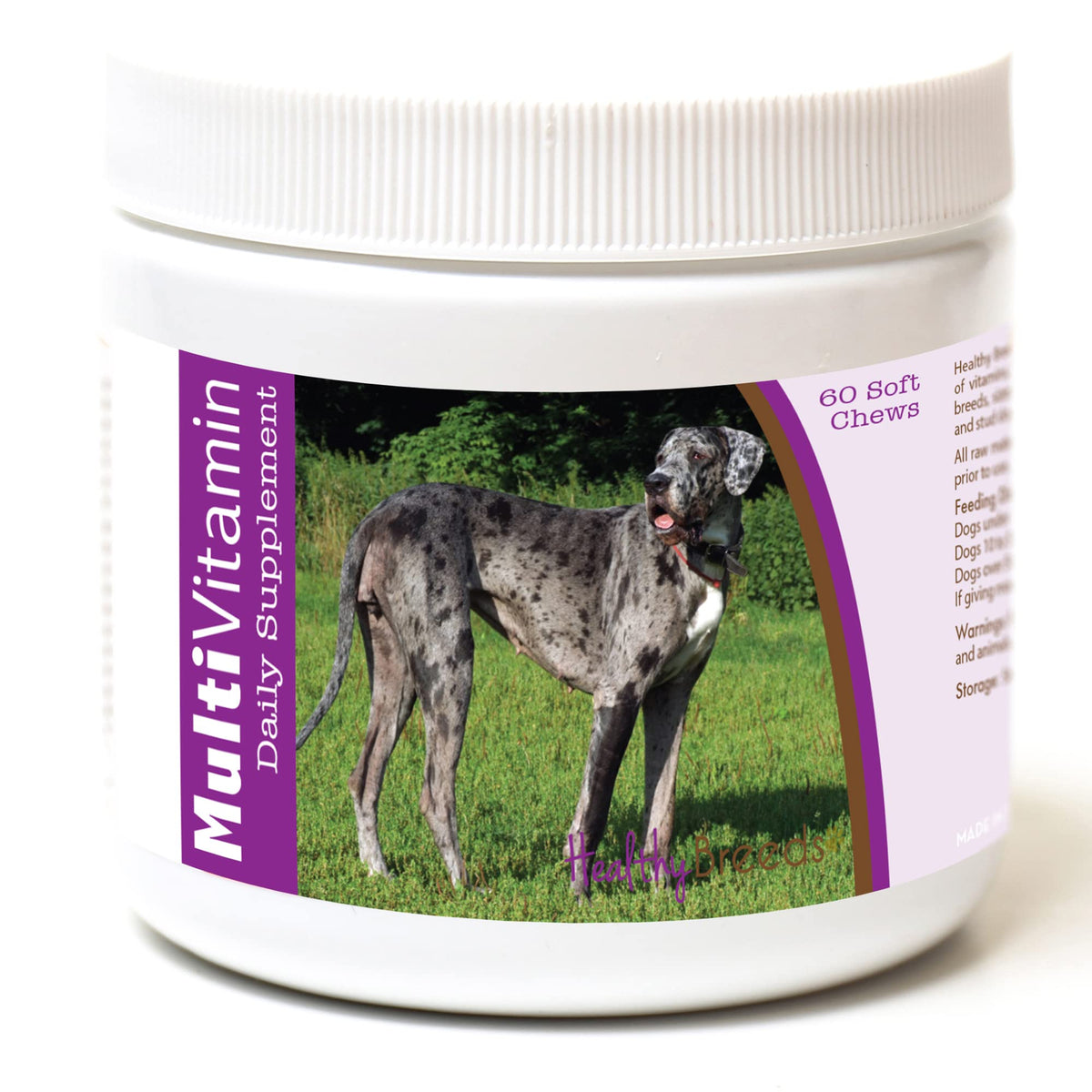 Healthy Breeds Great Dane Multivitamin For Dogs - Vet Recommended Daily Supplement - Bacon Flavored - 60 Soft Chews