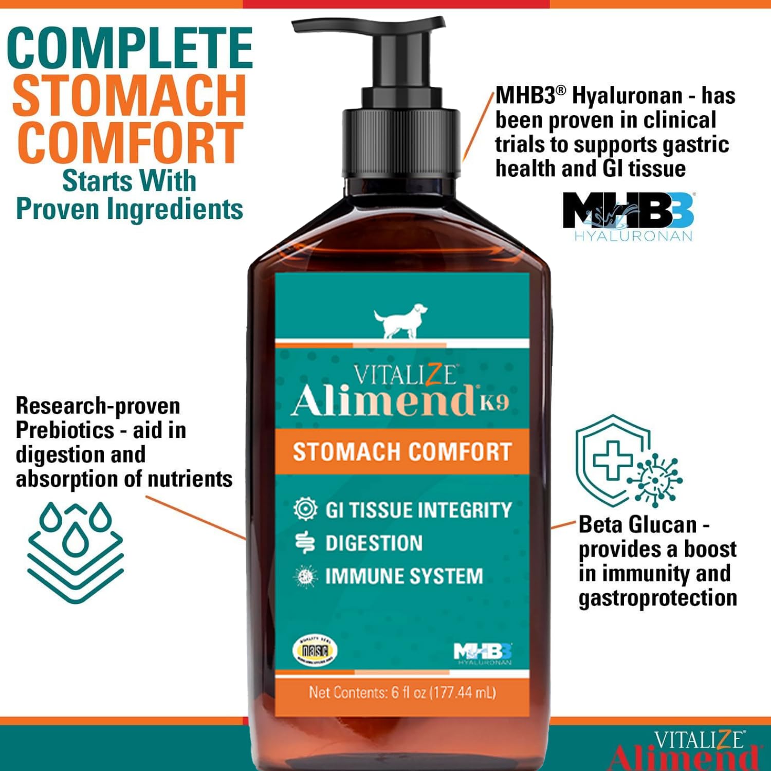 Vitalize Alimend K9 Dog Upset Stomach Relief - Nausea & Diarrhea - 6 Oz