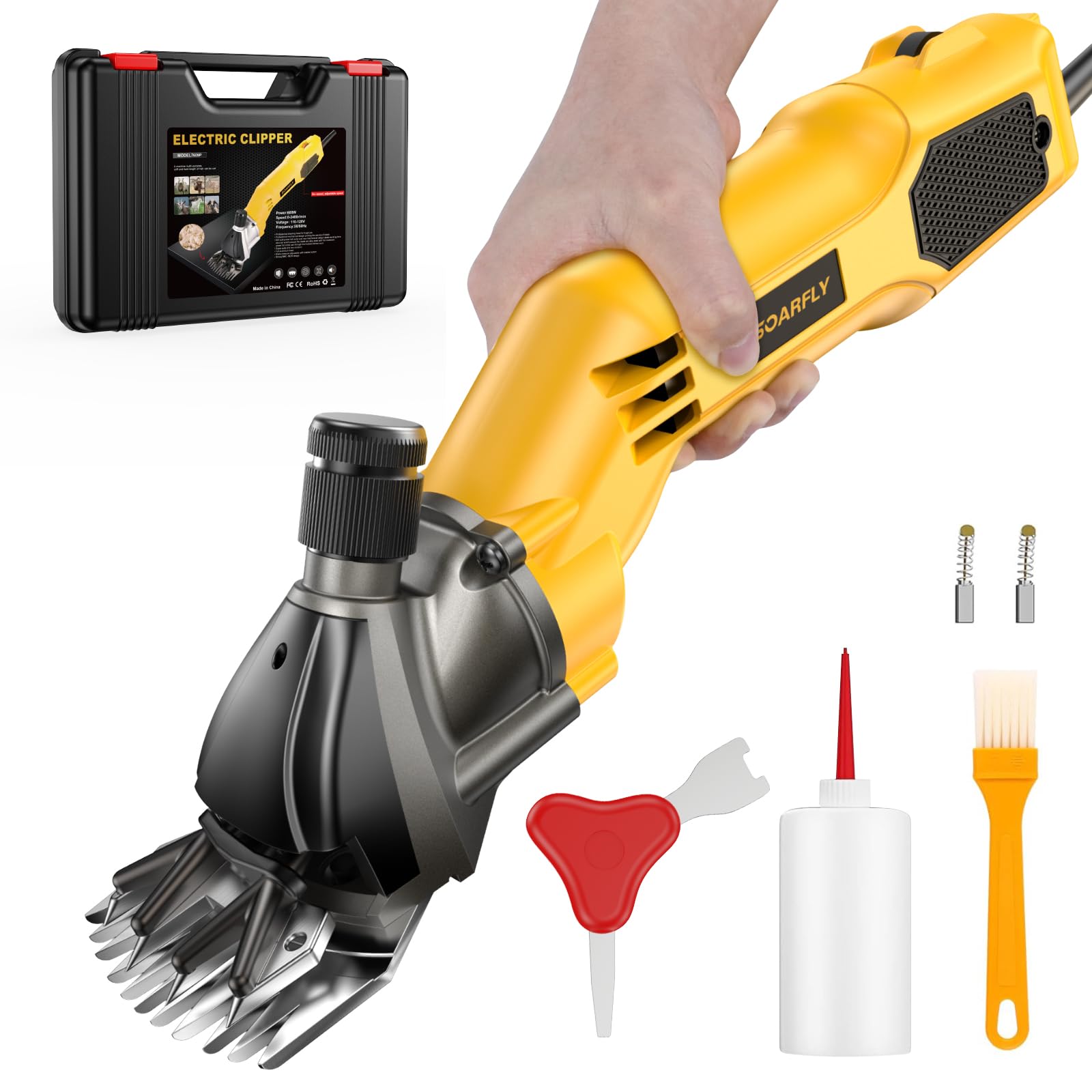 Soarfly Sheep Shears, 600W Heavy Duty Professional Electric Sheep Clippers, Livestock Haircut For Grooming Sheep Horses Alpacas 