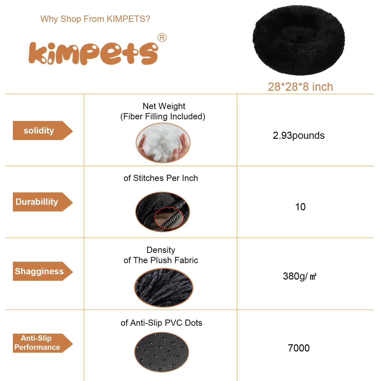 Dog Calming Beds For Small Medium Large Dogs - Round Donut Washable Dog Bed, Anti-Slip Faux Fur Fluffy Donut Cuddler Anxiety Cat