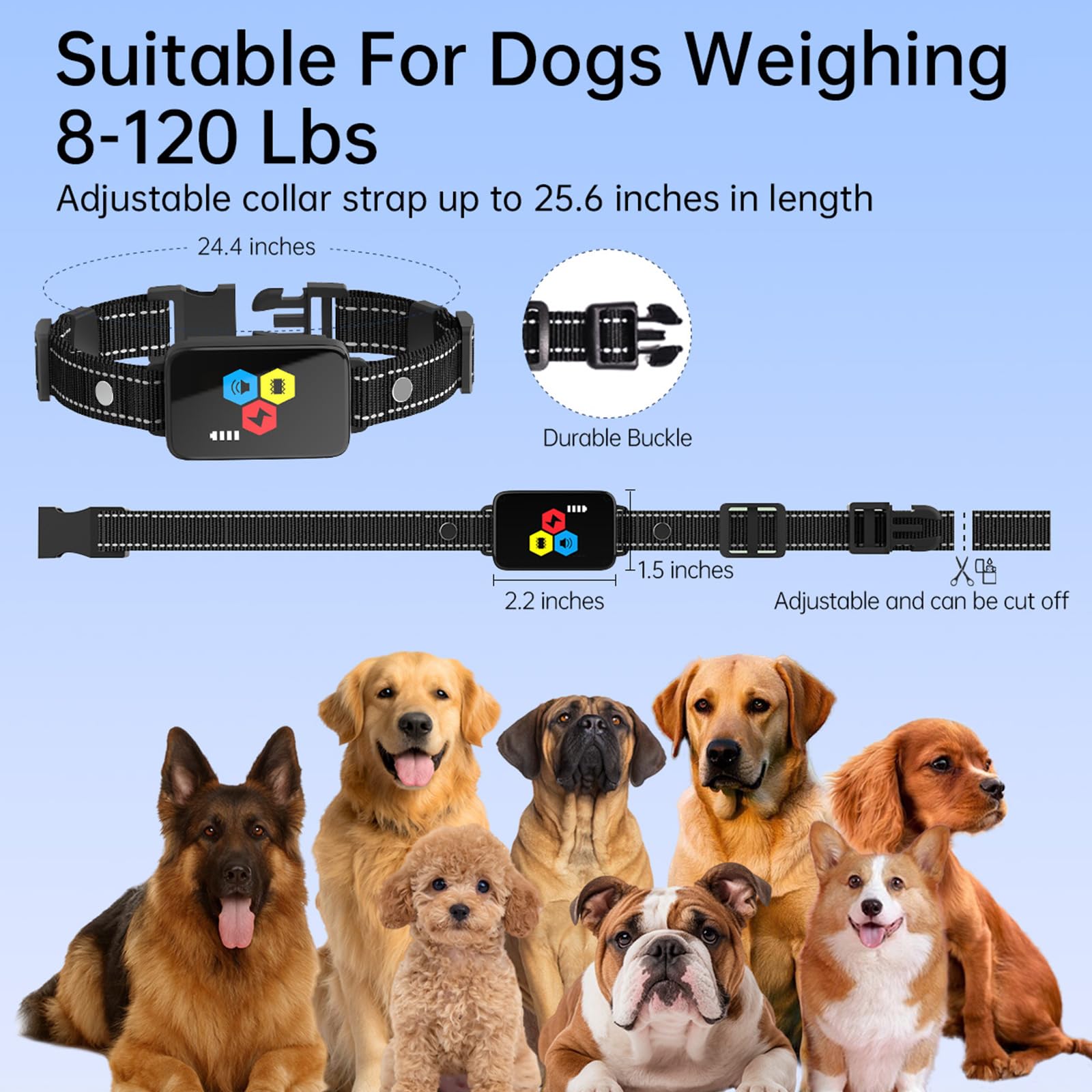 Fhkpet Shock Collar For 2 Dogs (10-120Lbs) - Dog Training Collar With Remote Ip67 Waterproof Electric Collar With 4 Training Mod