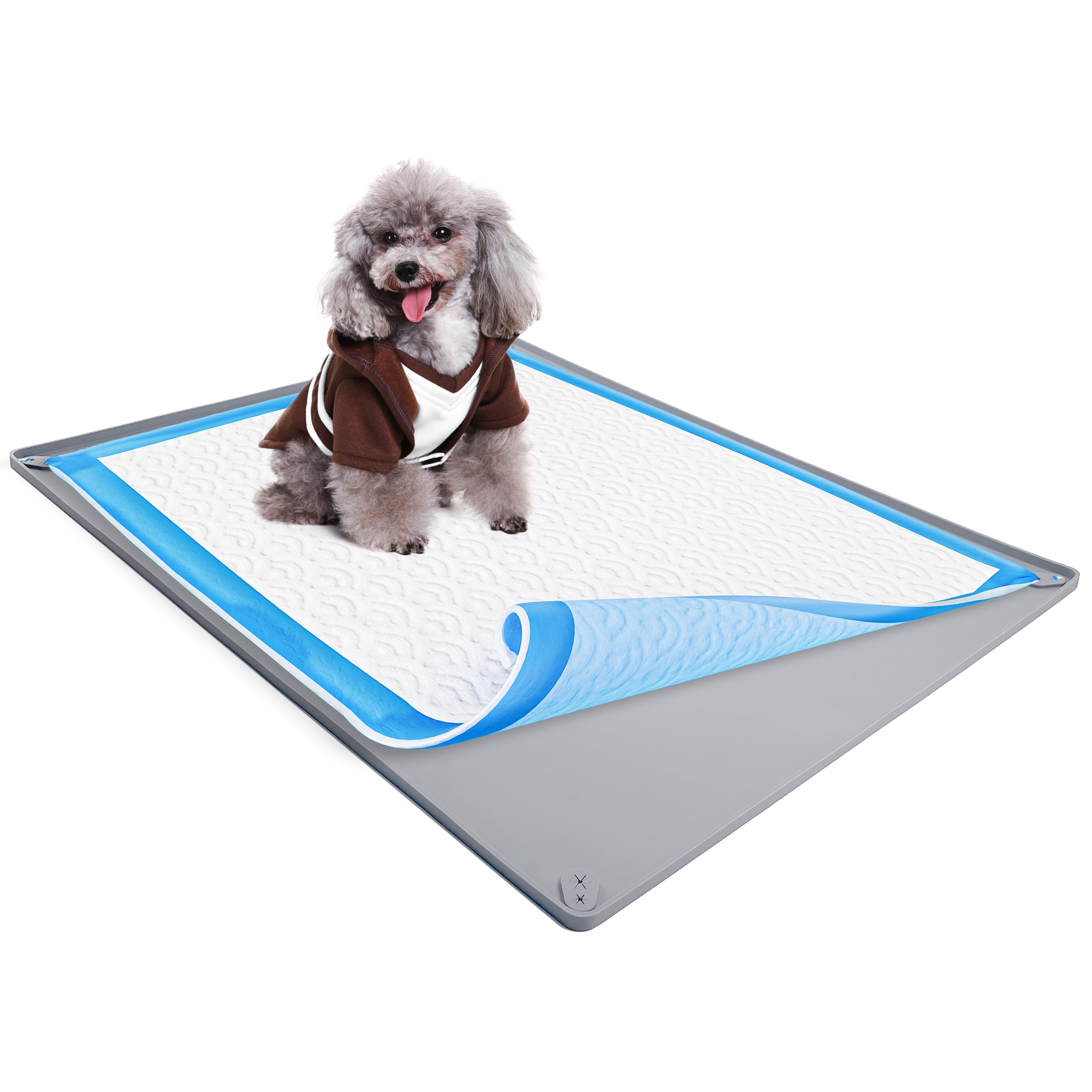Tidyfriend Pee Pad Holder Tray 28 X 34 Inches, Silicone Dog Potty Tray, Easy To Clean No Spill Dog Potty Training Pad Holder (Li