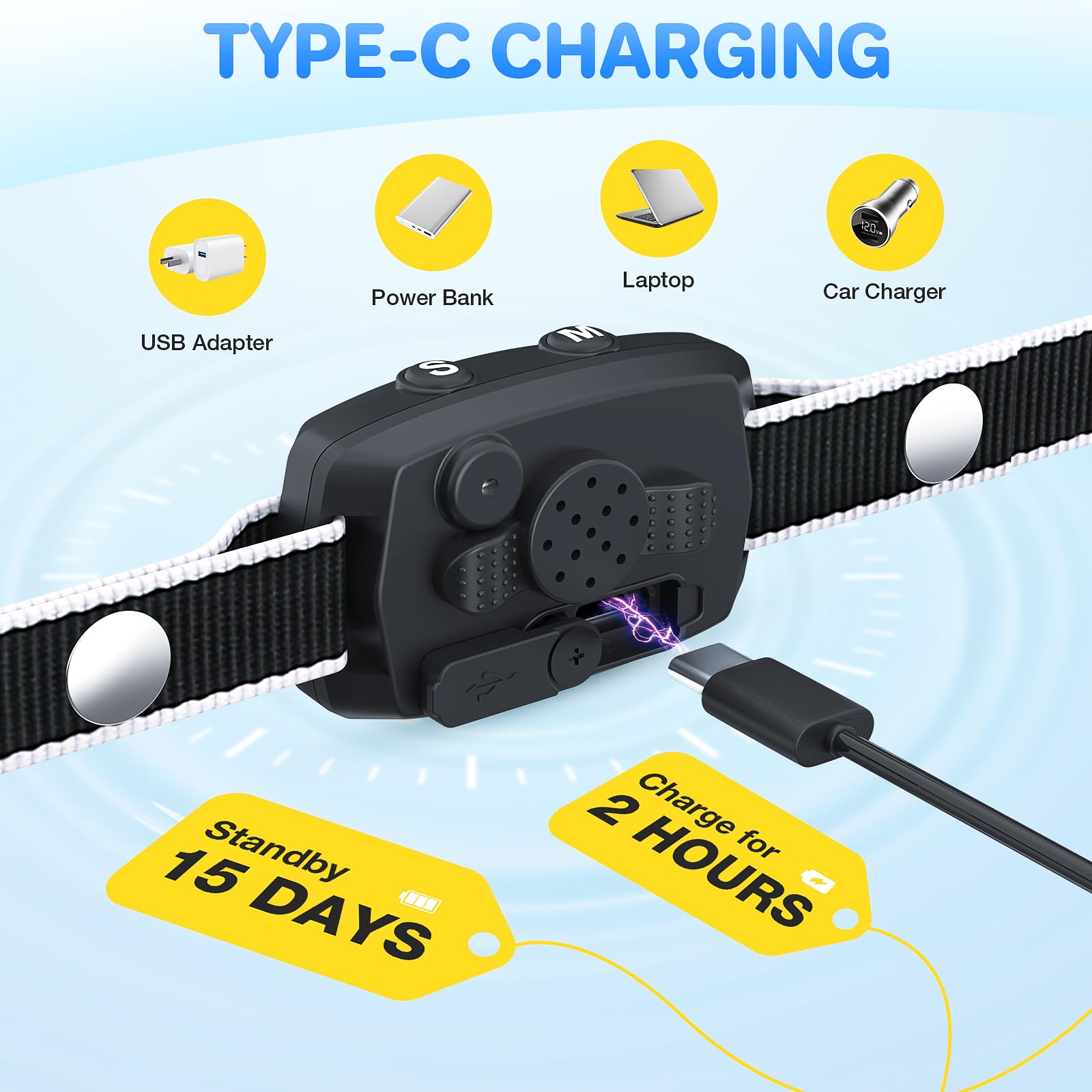 No Shock Anti Barking Collar, Rechargeable Dog Bark Collar For Medium Small Dogs, Humane Smart Collar, 7 Sensitivity Levels And