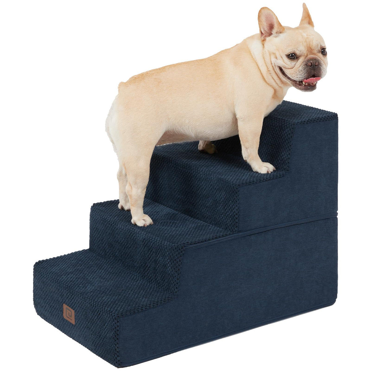 Eheyciga Dog Stairs For Bed 18”H, 4-Step Dog Steps For High Bed, Pet Steps For Small Dogs And Cats, Non-Slip Balanced Dog Indoor Ramp, Navy Blue