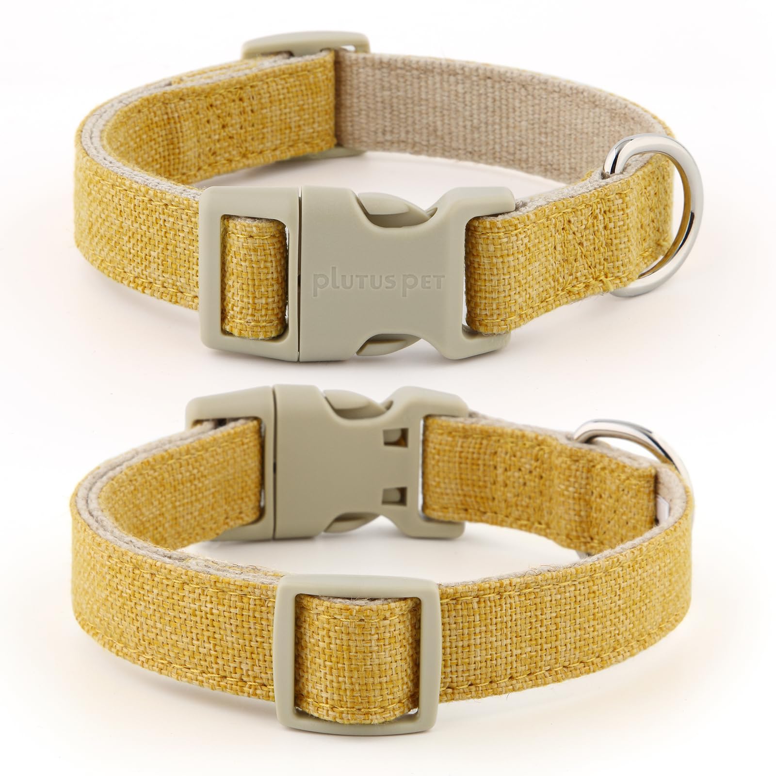 Plutus Pet Cotton Hemp Dog Collar And Leash Set, Adjustable Collar For Small, Medium, And Large Dogs, Heavy Duty And Soft On Ski