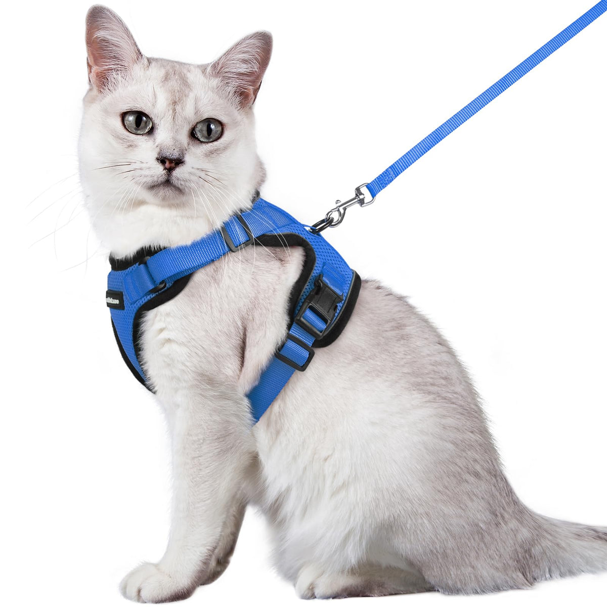 Rabbitgoo Cat Harness And Leash For Walking, Escape Proof Soft Adjustable Vest Harnesses For Cats, Easy Control Breathable Reflective Strips Jacket, Navy Blue, M