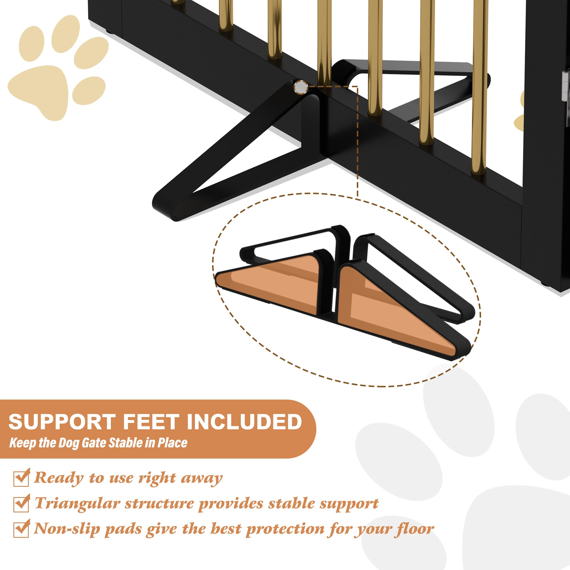 PUPETPO Freestanding Pet Gate for Dogs, Foldable Wooden Dog Gate for House, Stairs, Doorways, Step Over Pet Puppy Safety Fence,S