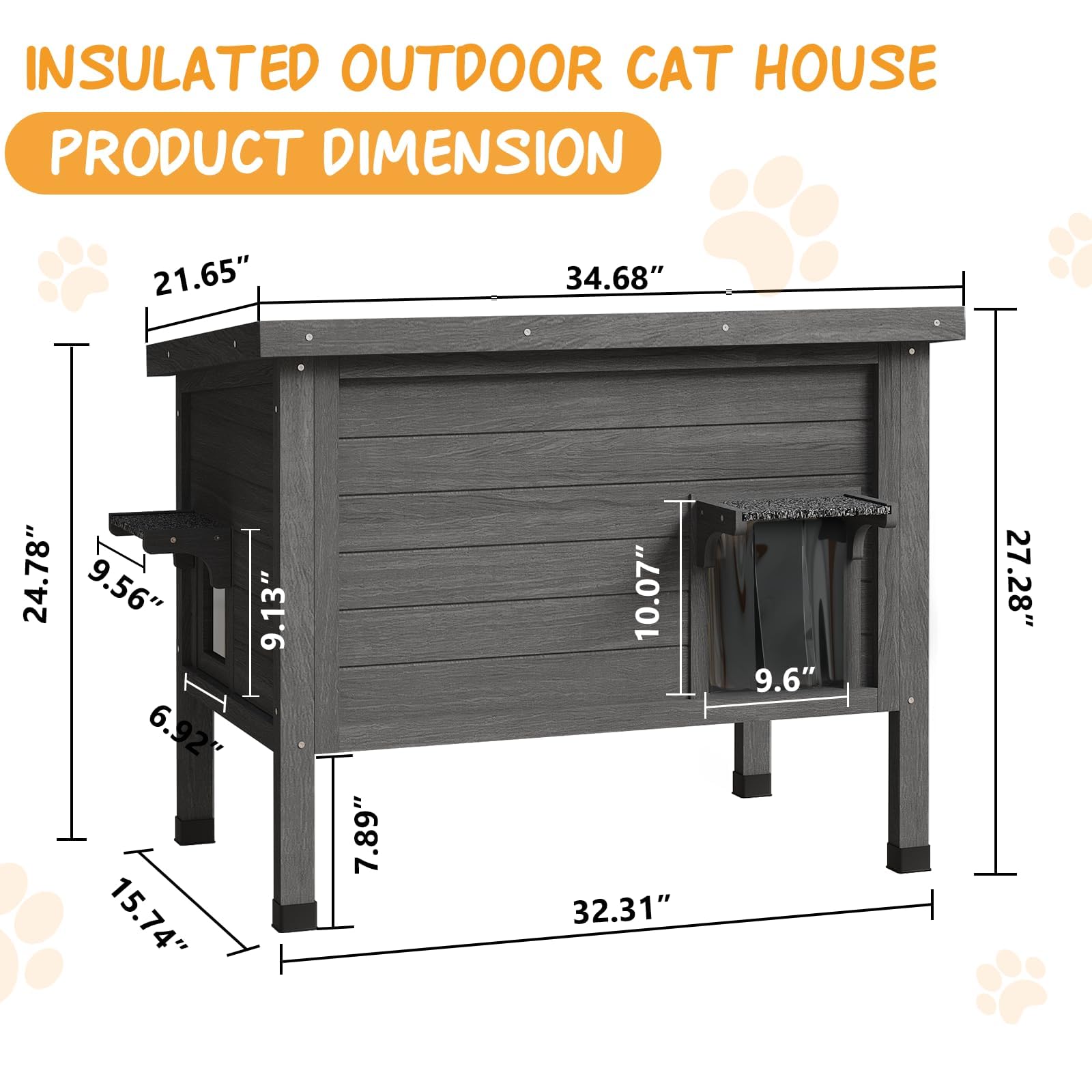 Vitesse Outdoor Cat House Feral Cat Enclosure Cat Houses For Cats Insulated With Escape Door All-Round Foam Weatherproof Winter