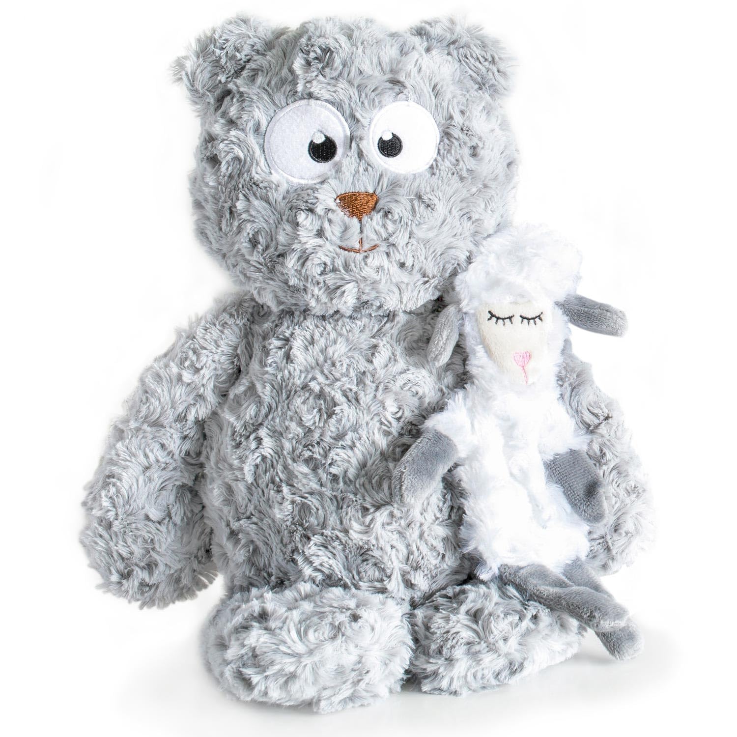 BULLTUG Plush Dog Toy Combo for Gentle Chewers: Squeaky Teddy Bear & Crinkly Lamb - for Puppies to Large Dogs