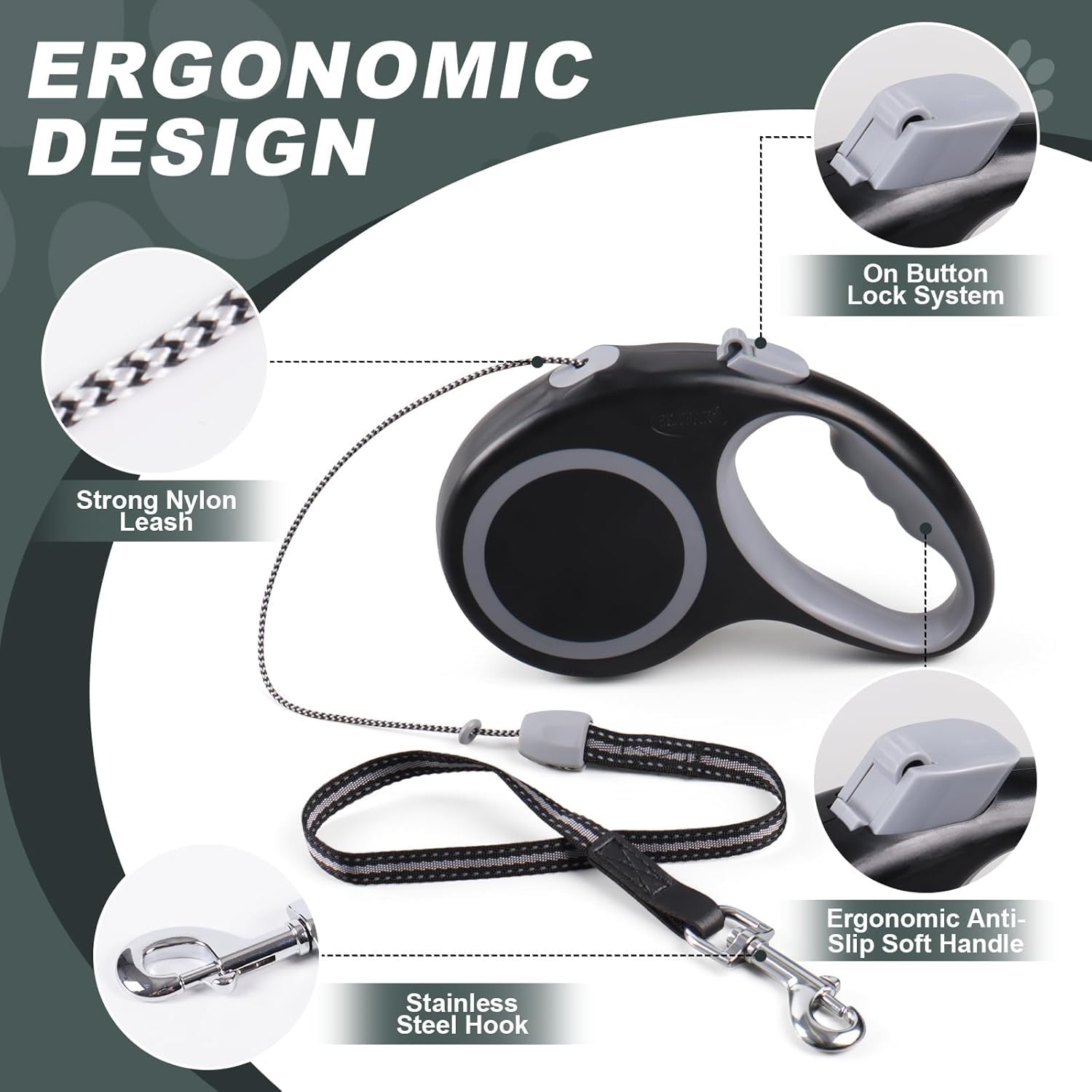 Retractable Dog Leash, 30 Ft/ 20 Ft Dog Walking Leash For Small Medium Large Dogs Up To 77 Lbs/ 44 Lbs, Heavy Duty No Tangle (Bl