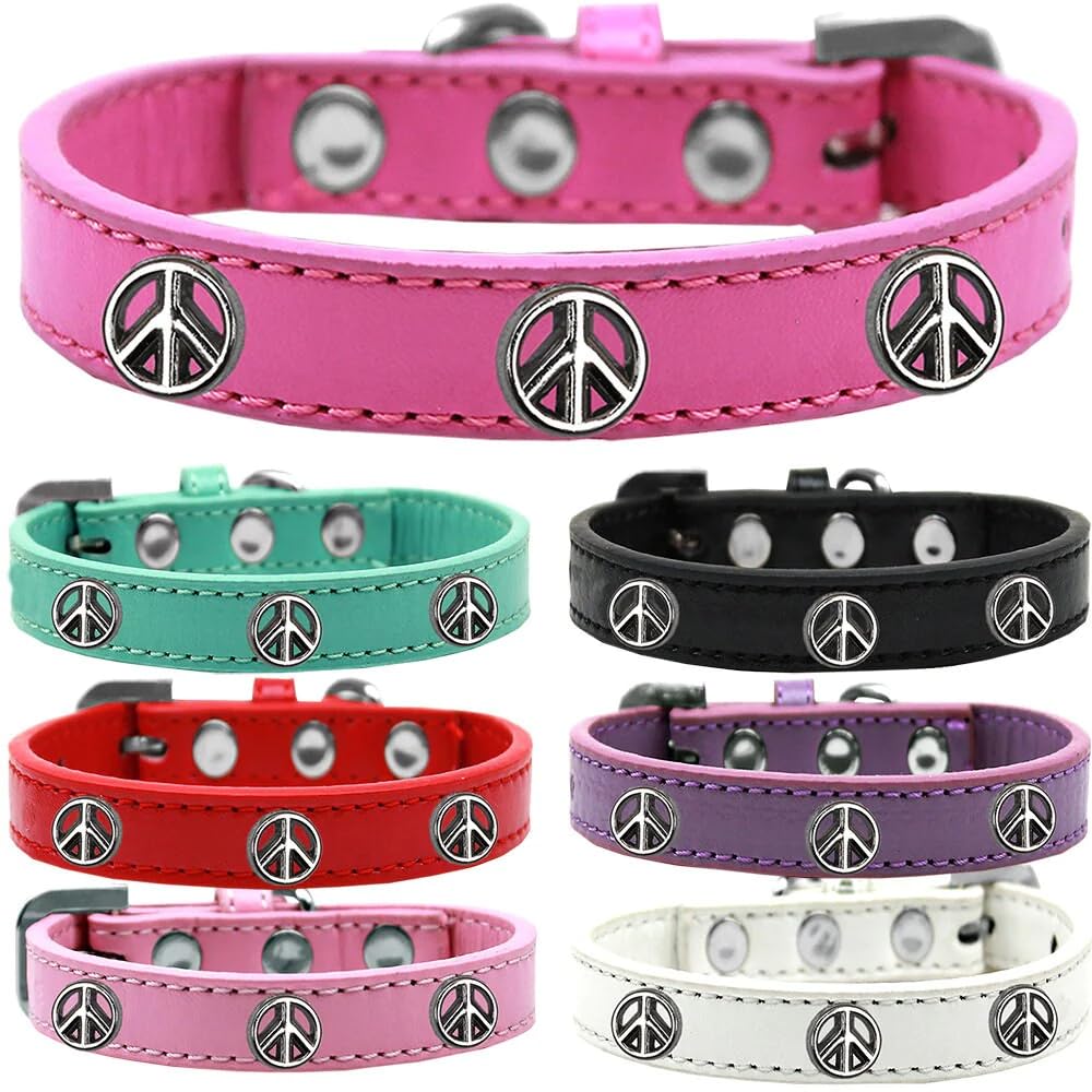 Dog, Puppy and Pet Widget Fashion Collar, Peace Sign Red 14