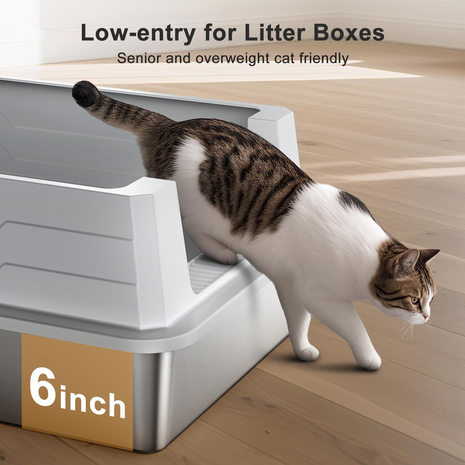 XXXL Stainless Steel Litter Box | Extra Large Enclosed Cat Litter Boxs with Lid for Big Cats & Multi-cat | High Sided, Anti-Urin