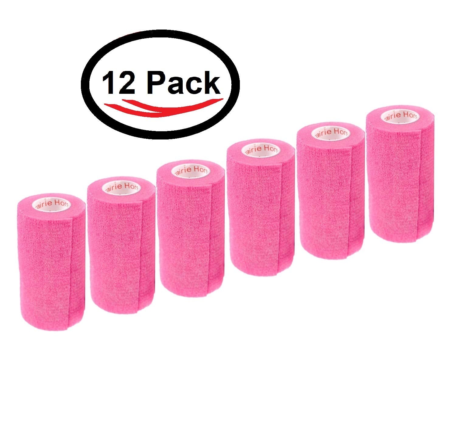 3 Inch Vet Wrap Tape Bulk (Neon Pink) (Pack of 12) Self Adhesive Adherent Adhering Flex Bandage Grip Roll for Dog Cat Pet Horse