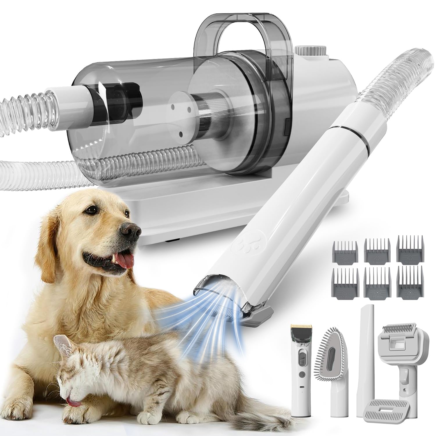 Dog Gromming Vacuum, Pet Grooming Kit With Pet Clipper, Dog Vacuum For Shedding Grooming, 2.5L 6-In-1 Low Noise Grooming Kit For